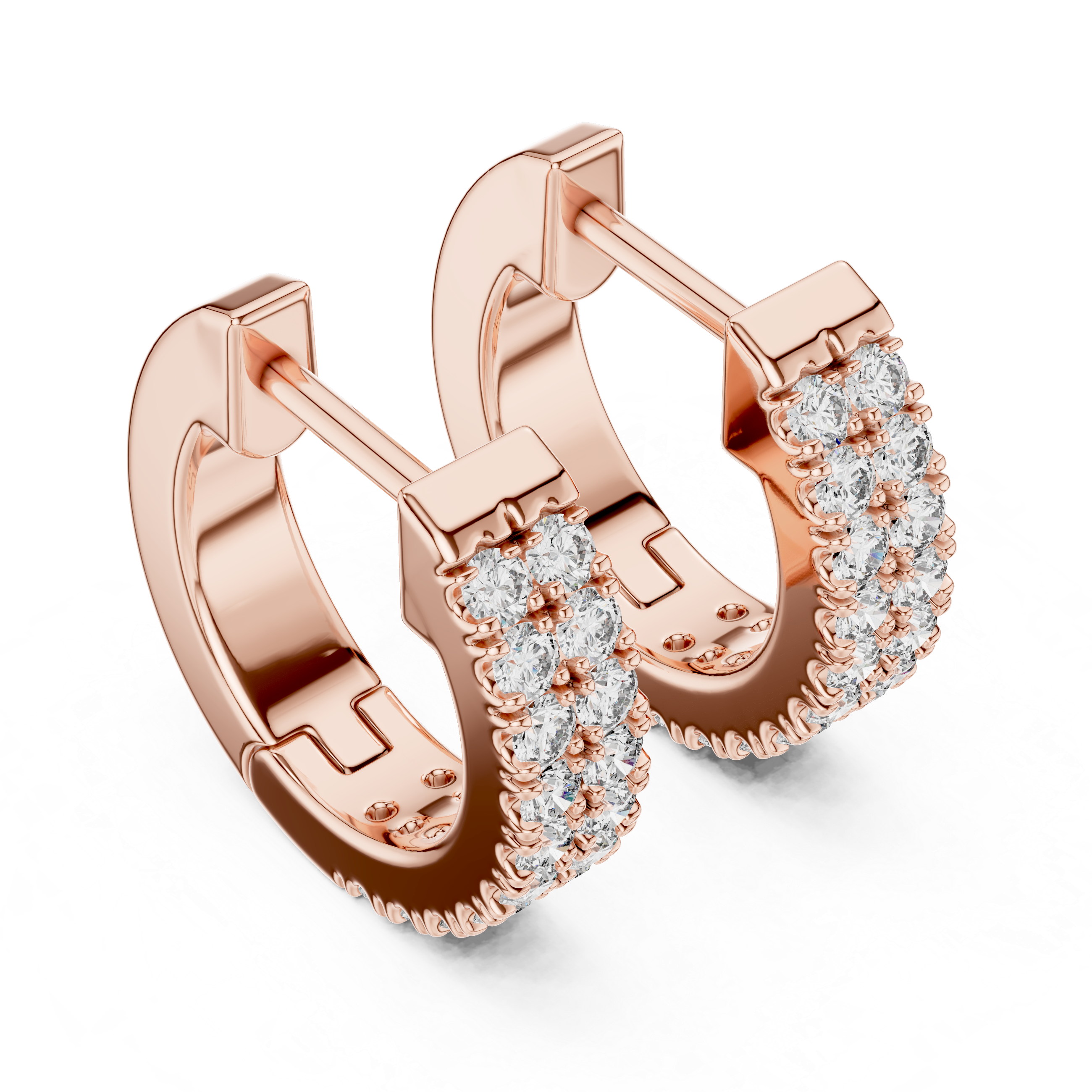 Gold diamond huggie hoop earrings for women