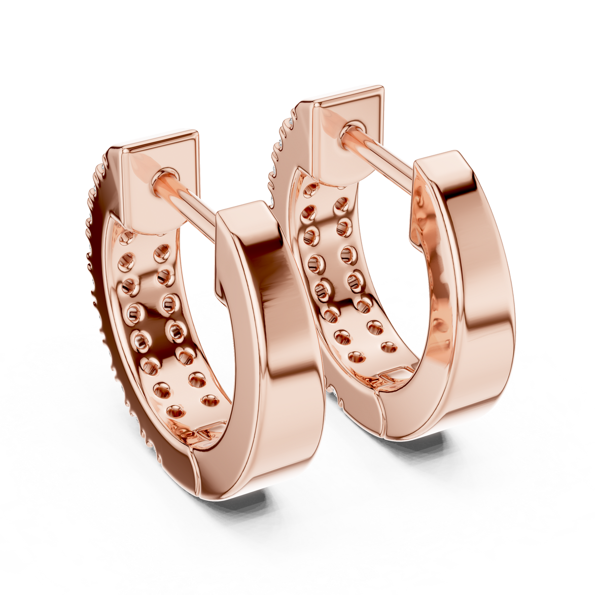 Gold diamond huggie hoop earrings for women