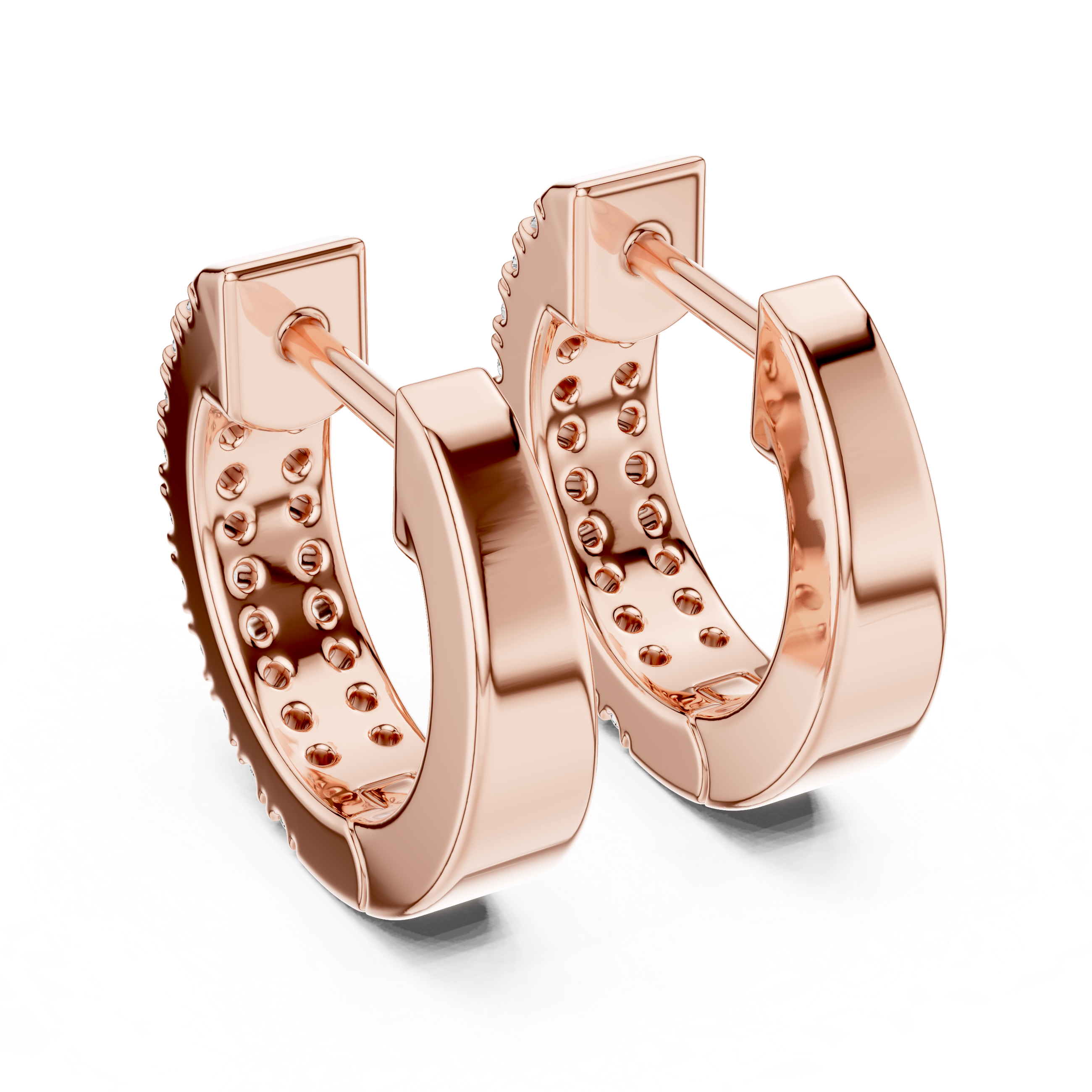 Gold diamond huggie hoop earrings for women