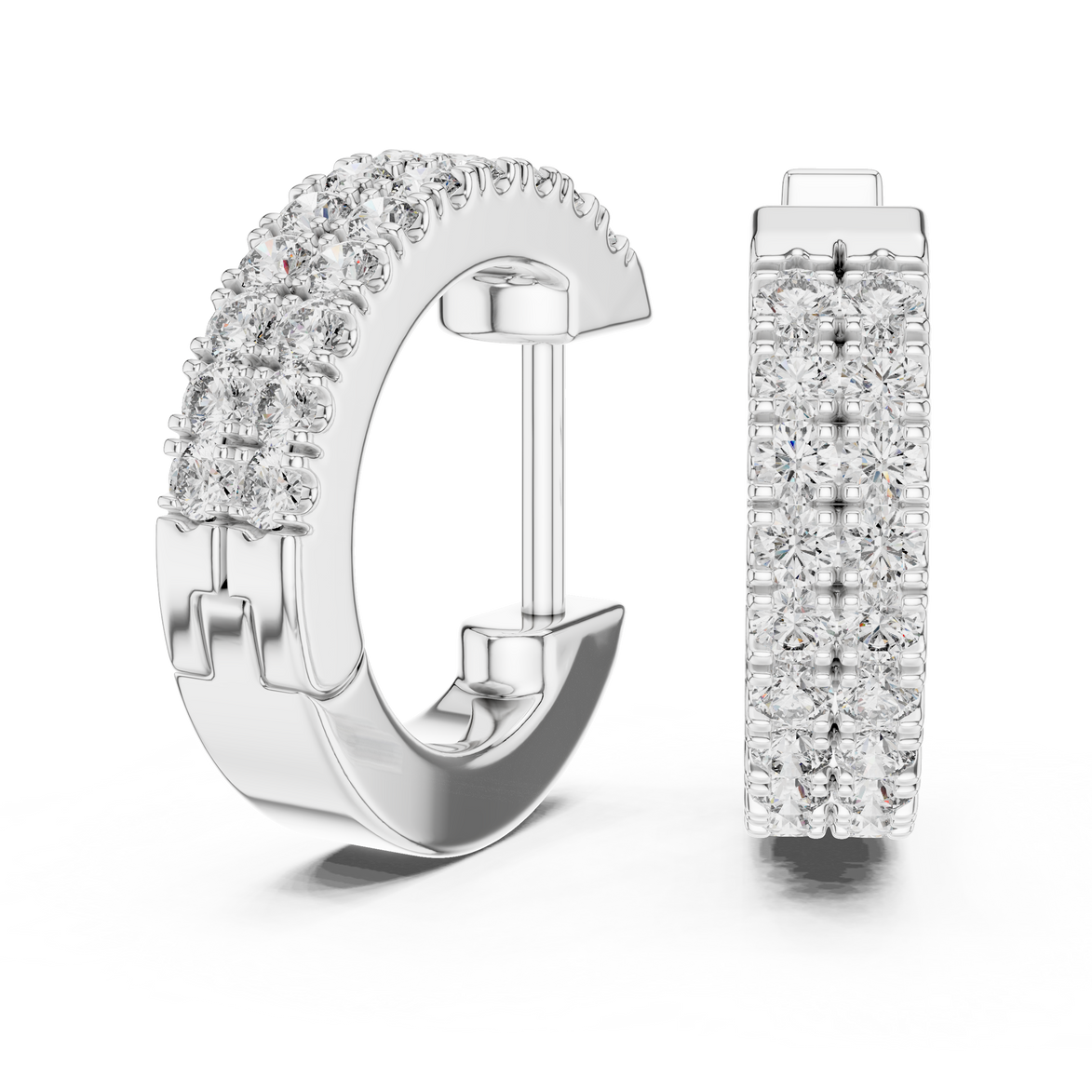 Gold diamond huggie hoop earrings for women