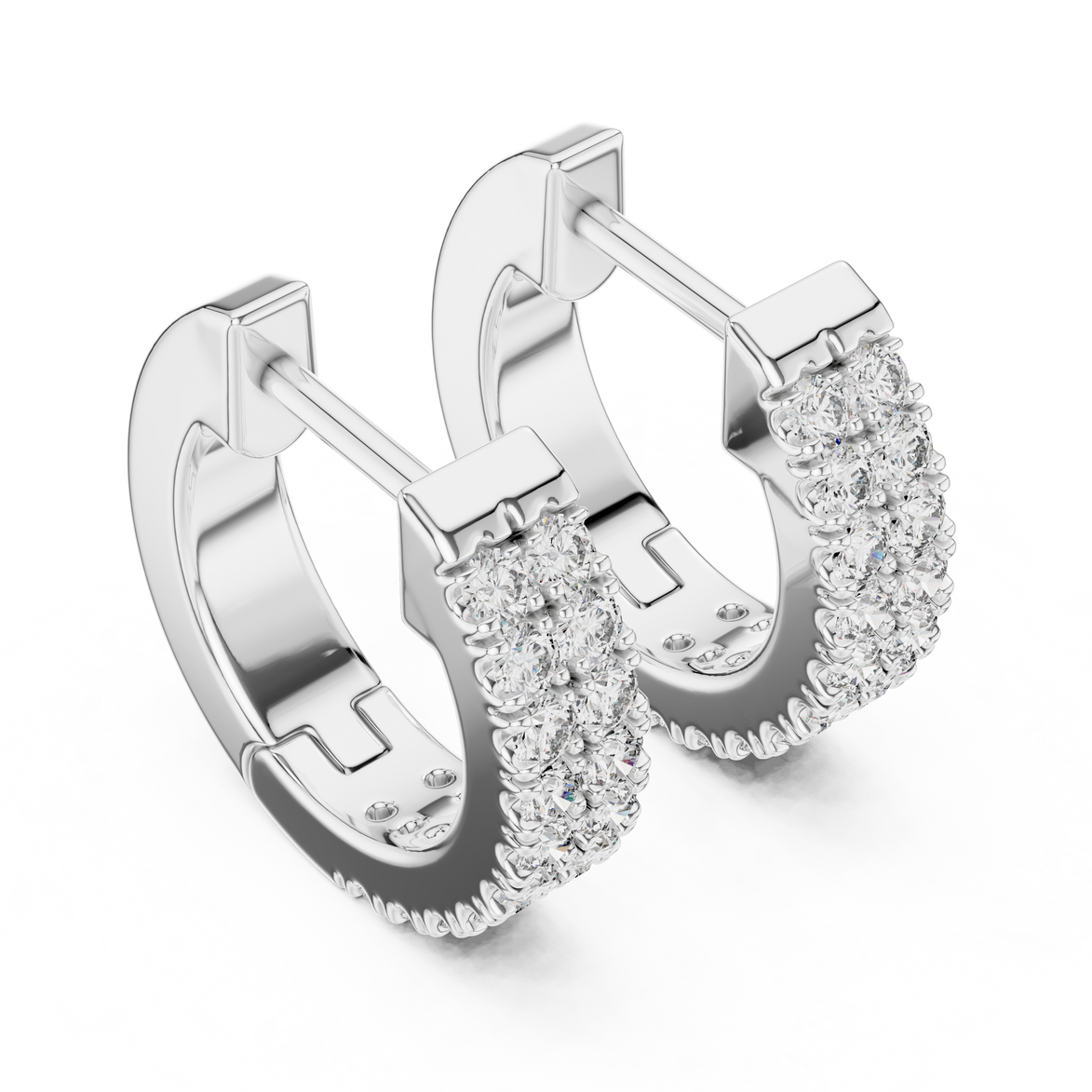 Gold diamond huggie hoop earrings for women