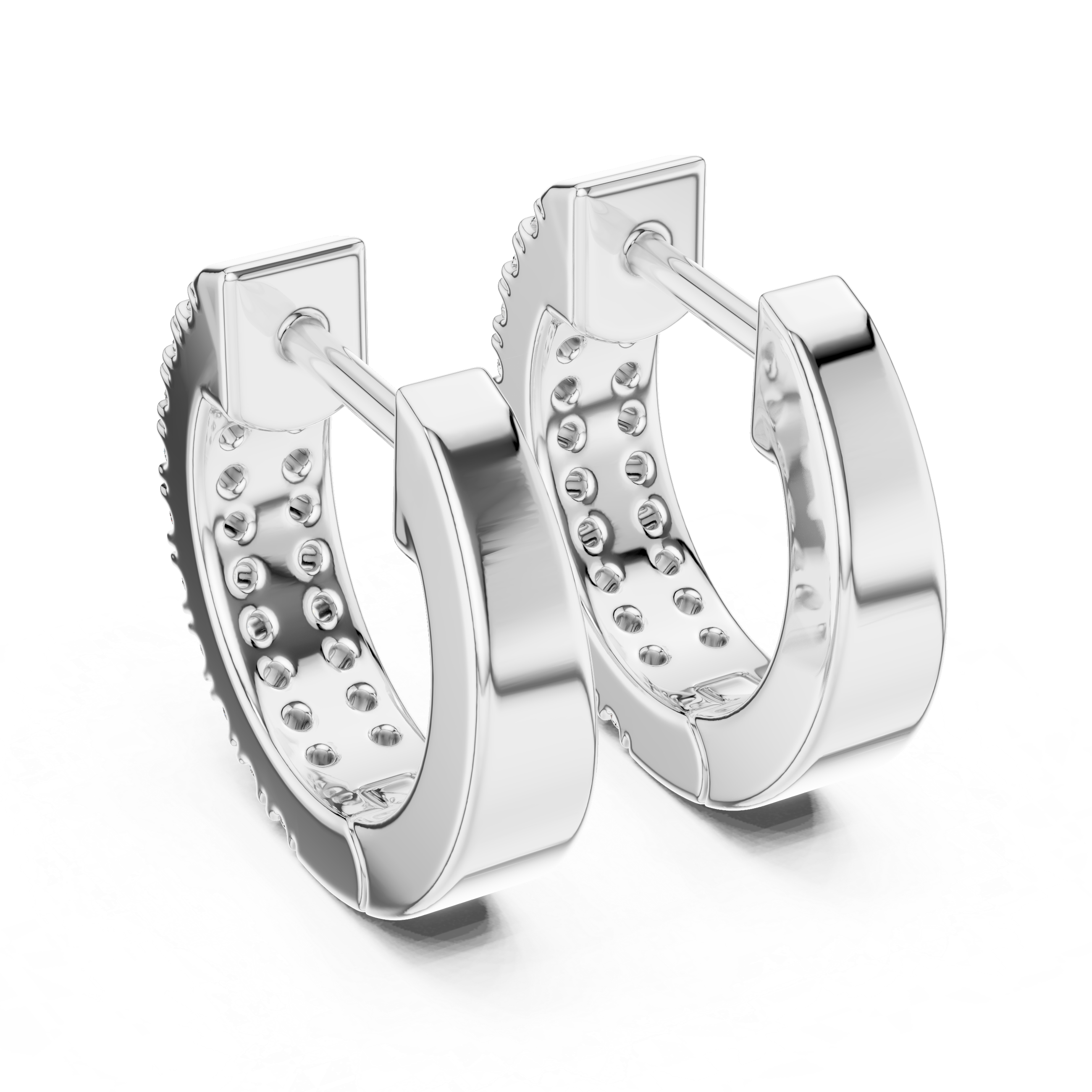 Gold diamond huggie hoop earrings for women