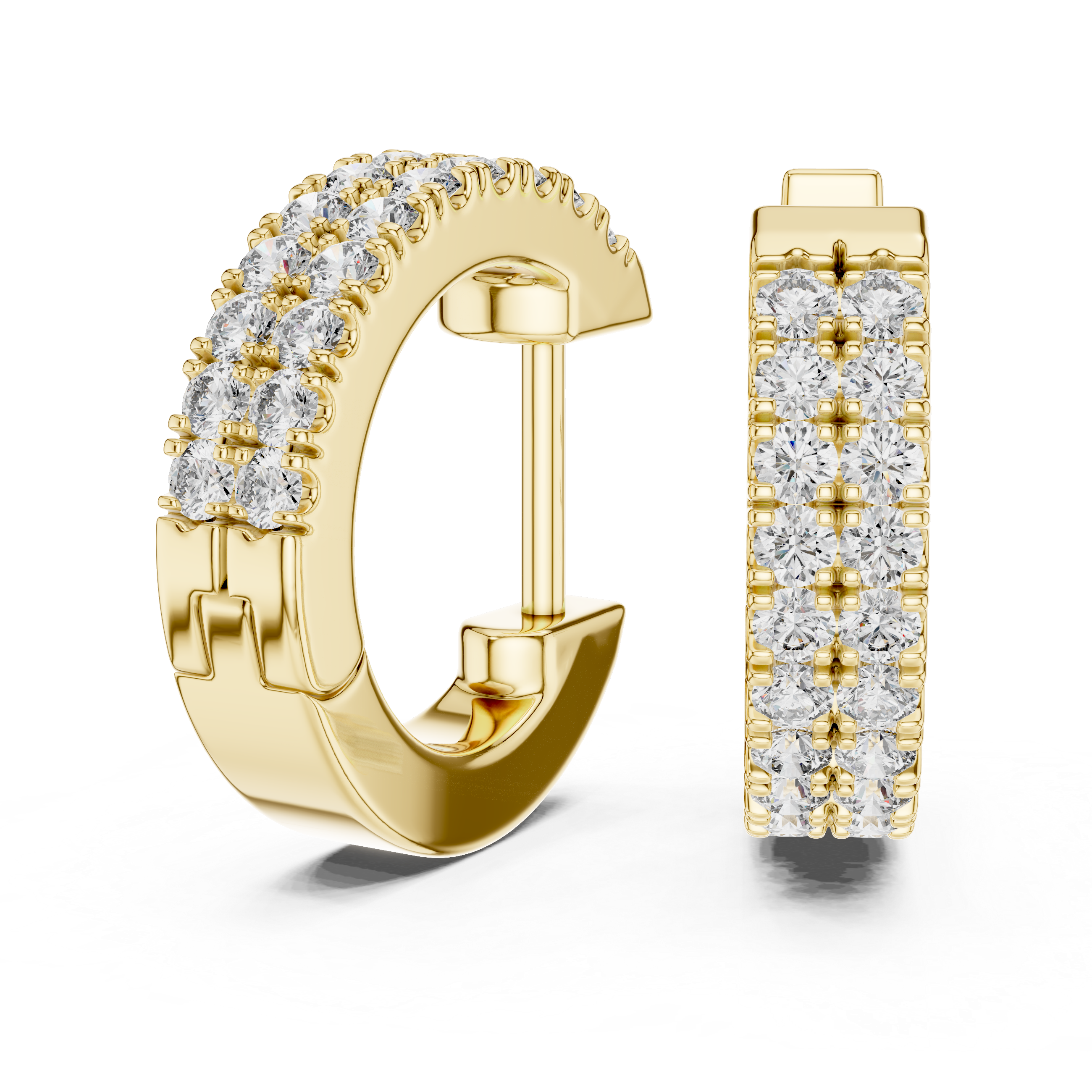 Gold diamond huggie hoop earrings for women