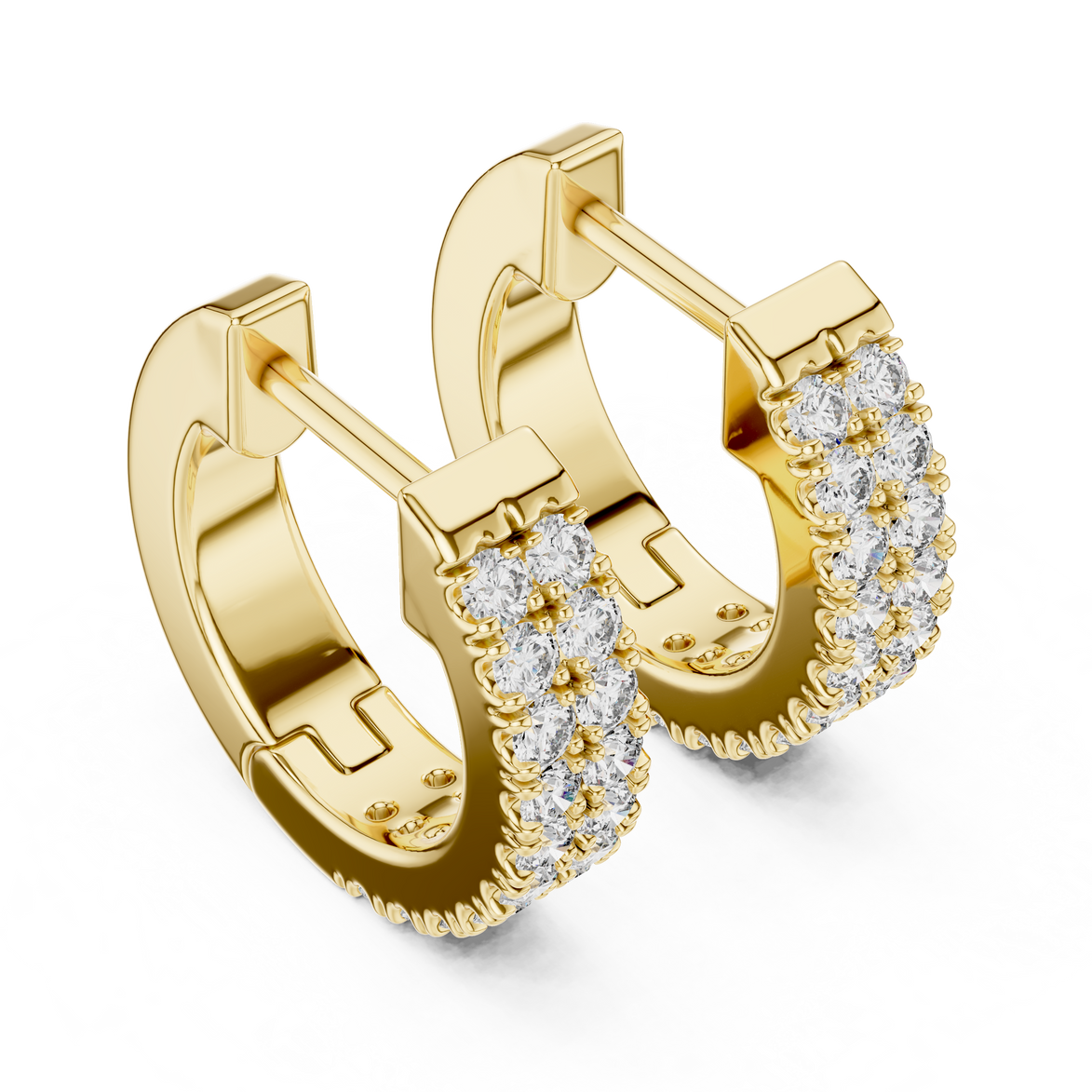Gold diamond huggie hoop earrings for women