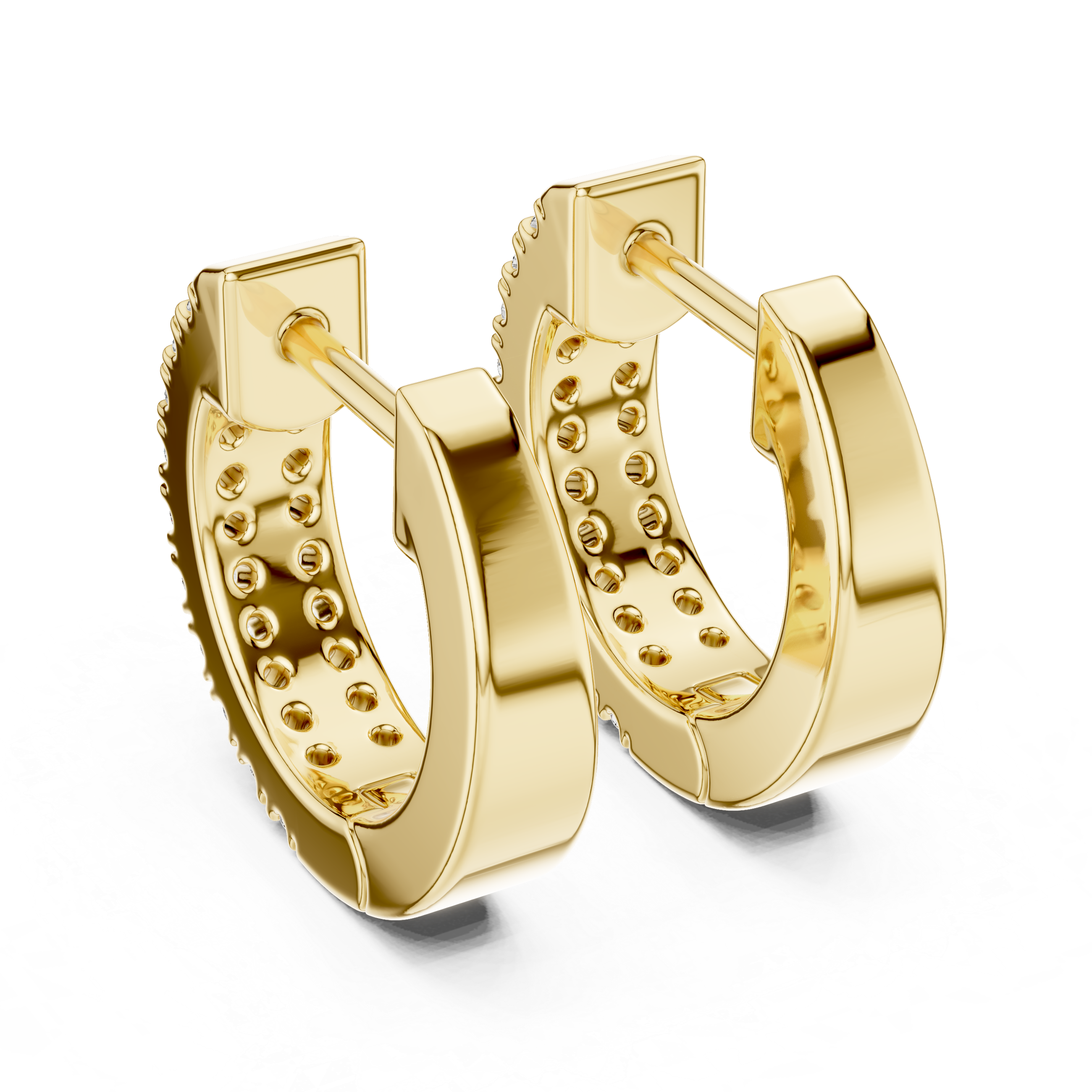 Gold diamond huggie hoop earrings for women