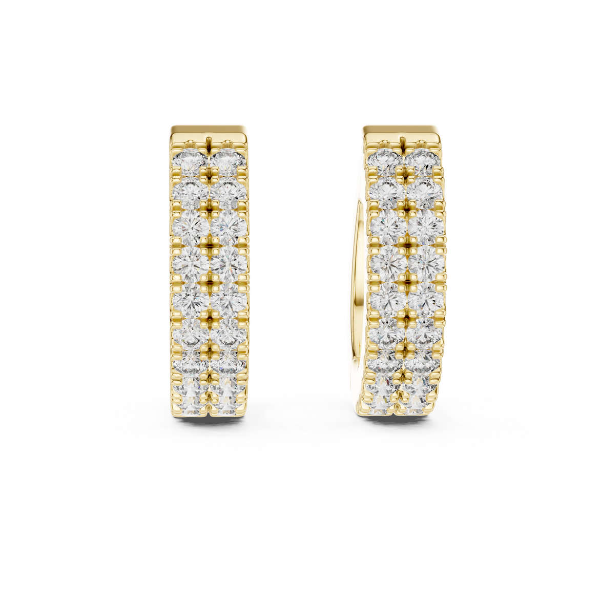 Gold diamond huggie hoop earrings for women