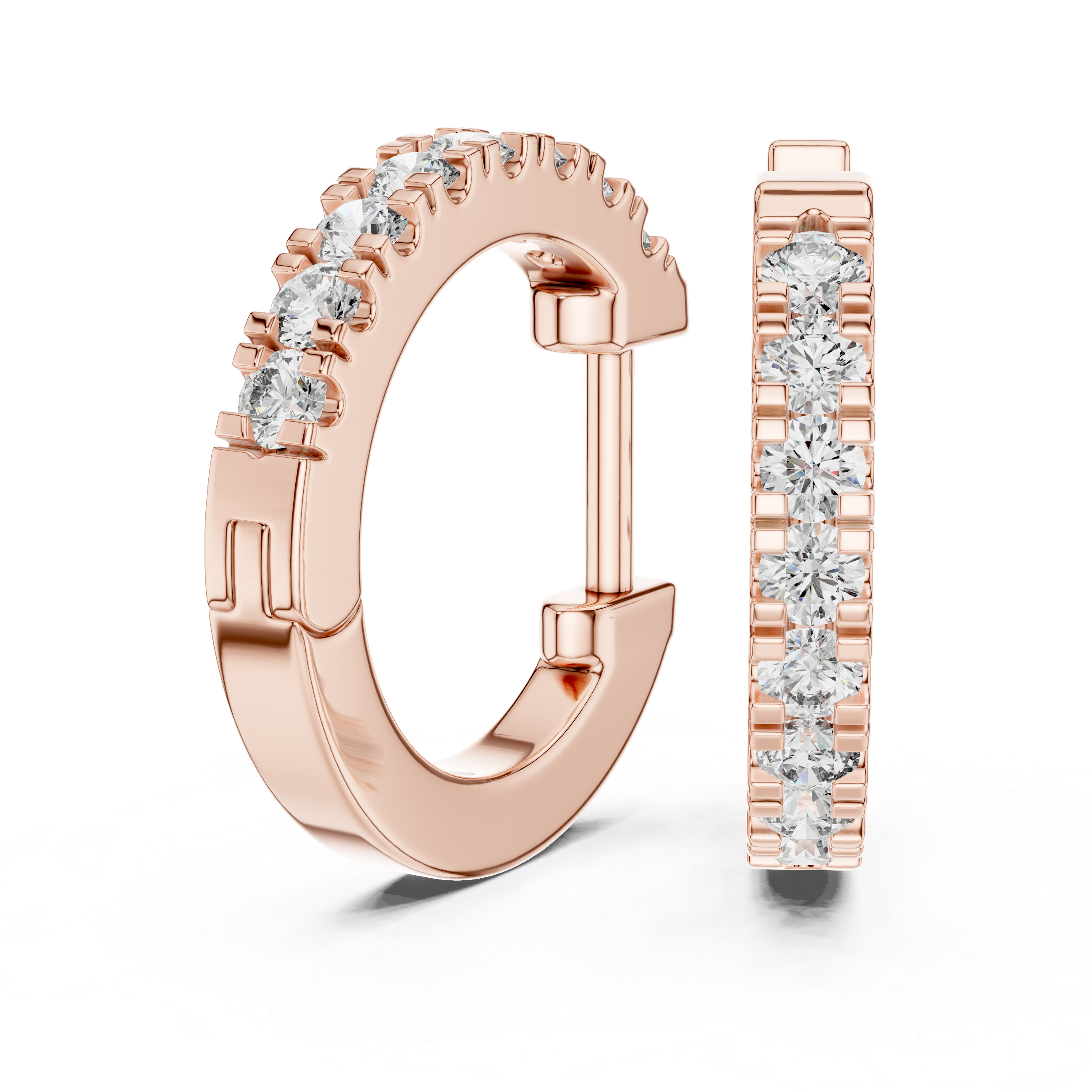 Small gold diamond huggie hoop earrings for women