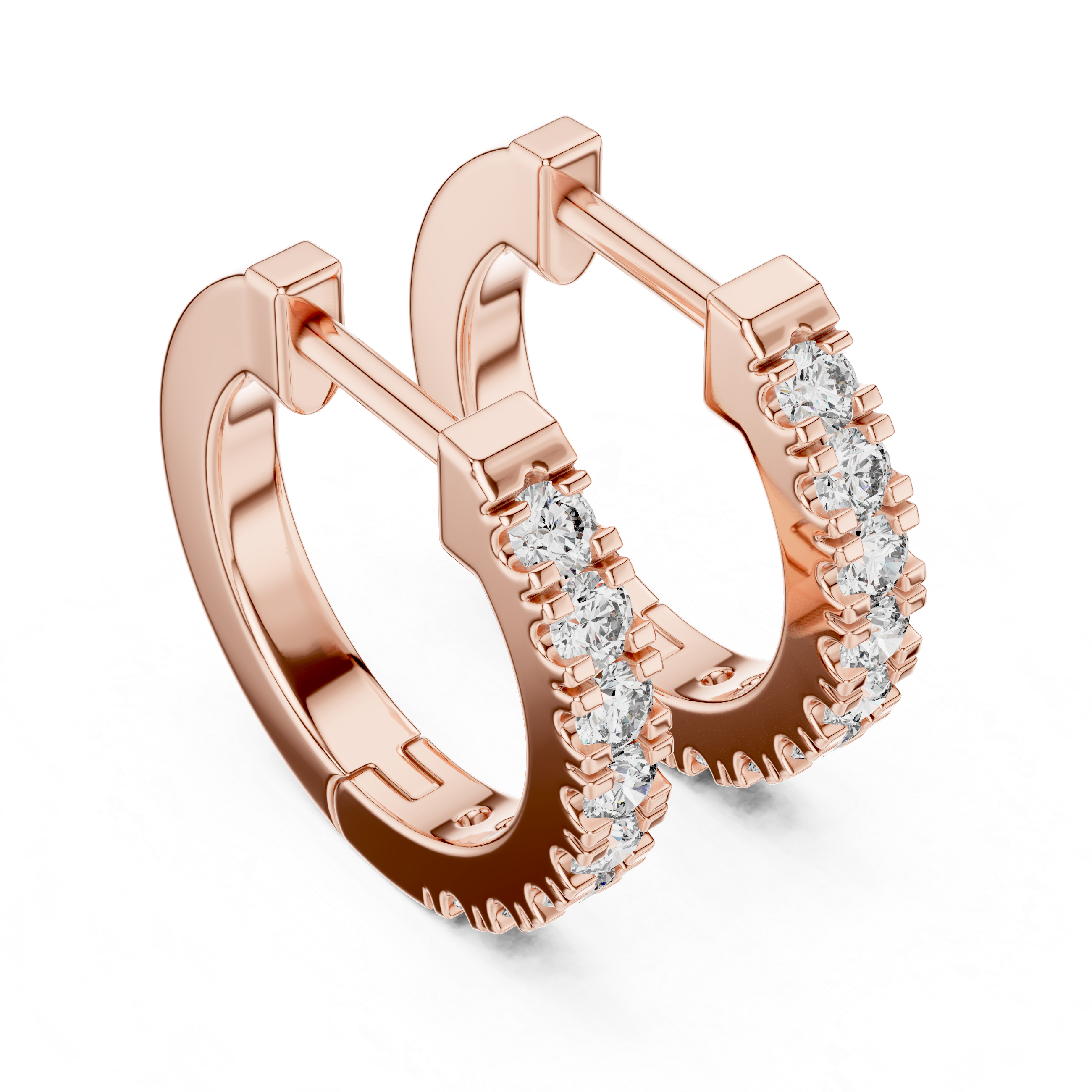 Small gold diamond huggie hoop earrings for women
