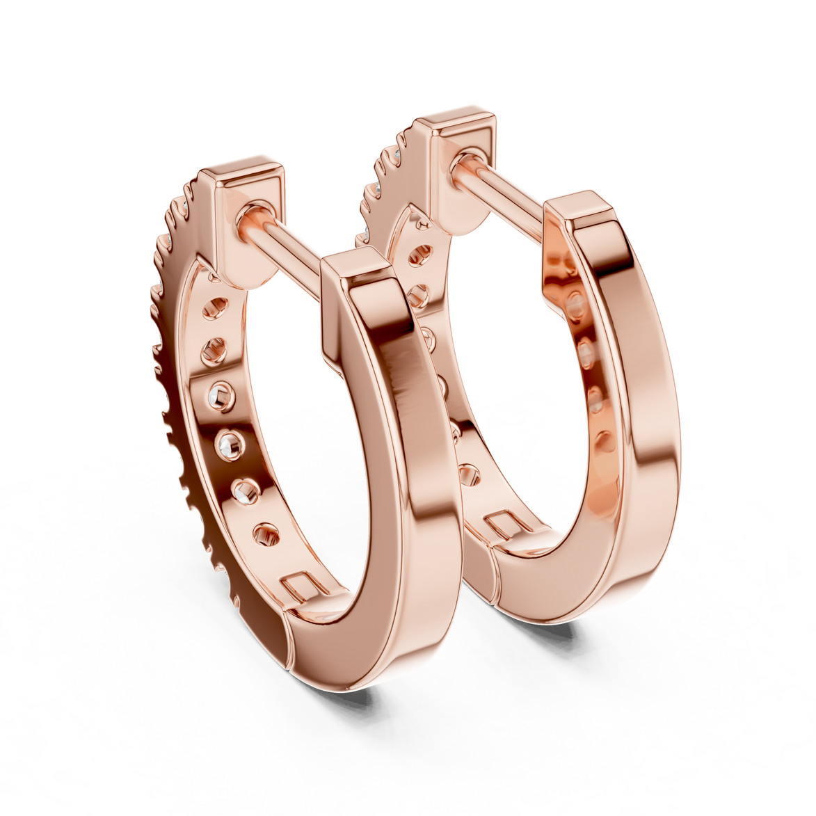 Small gold diamond huggie hoop earrings for women