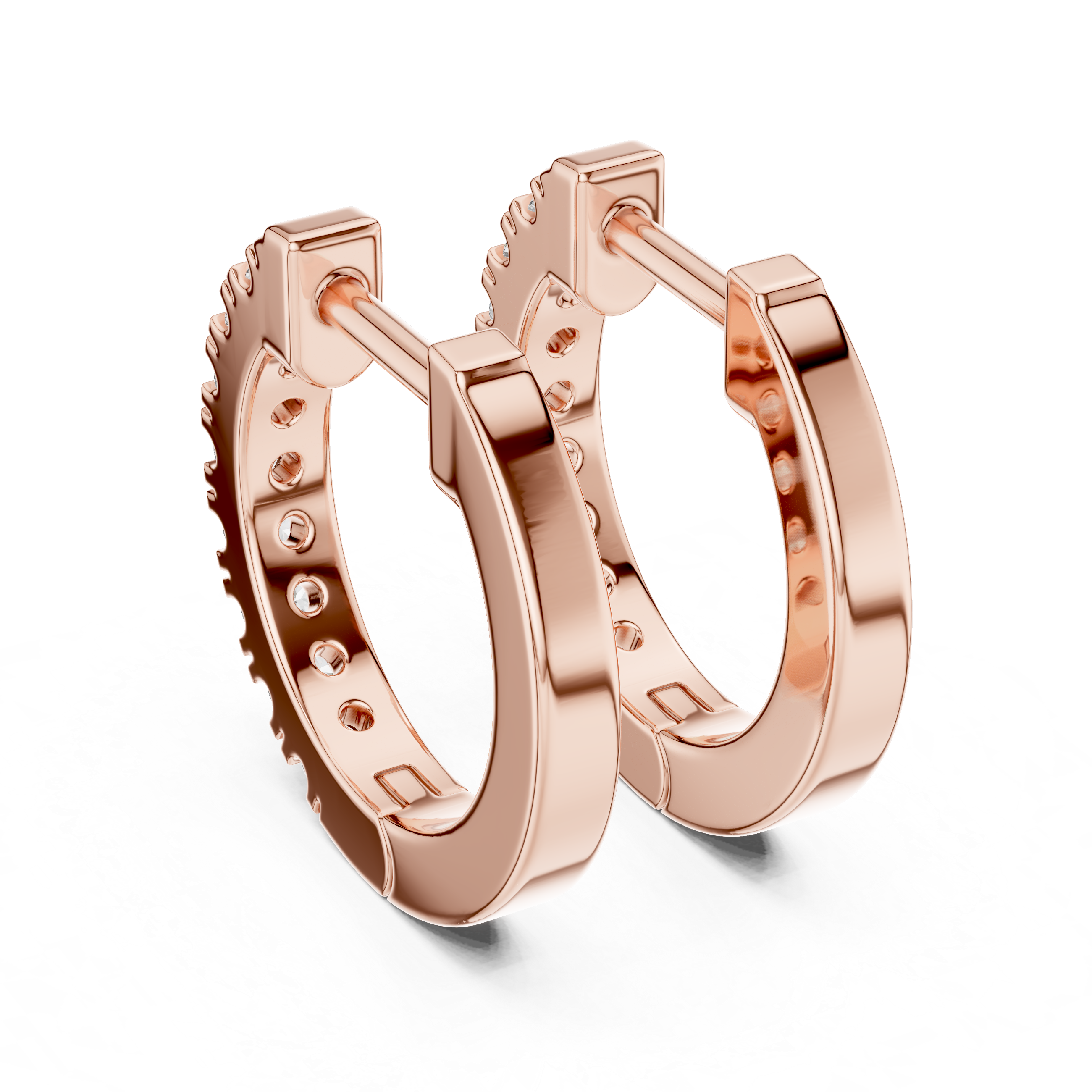 Small gold diamond huggie hoop earrings for women