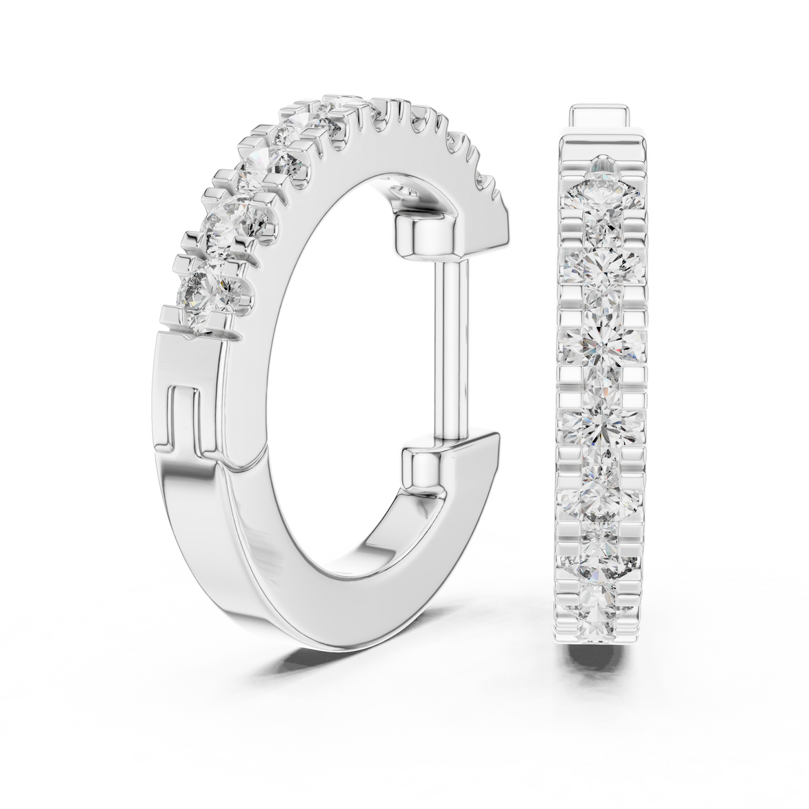 Small gold diamond huggie hoop earrings for women