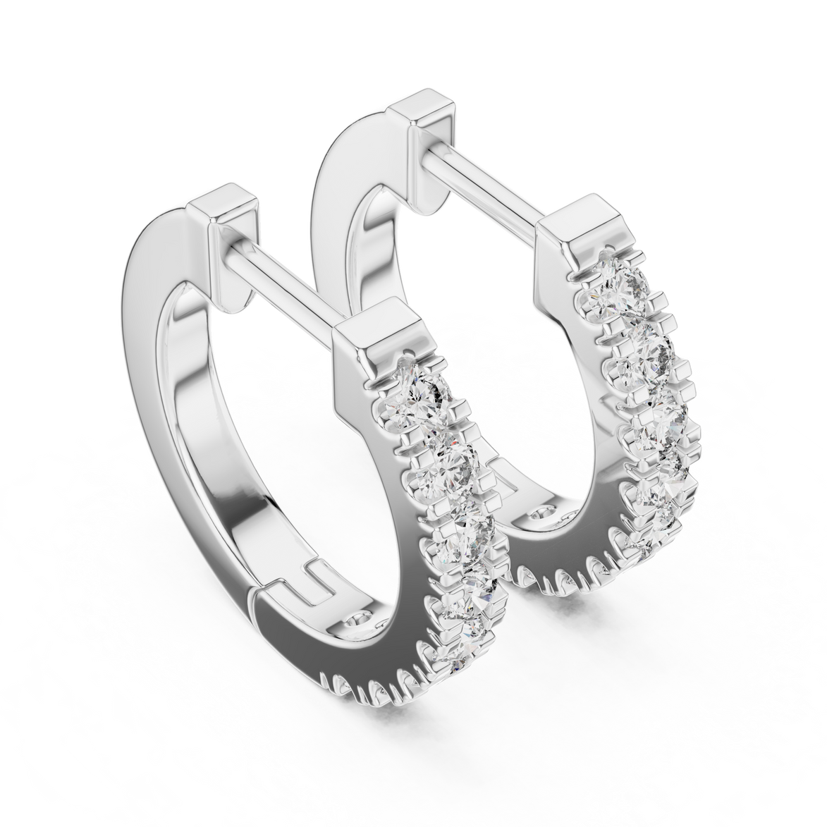 Small gold diamond huggie hoop earrings for women