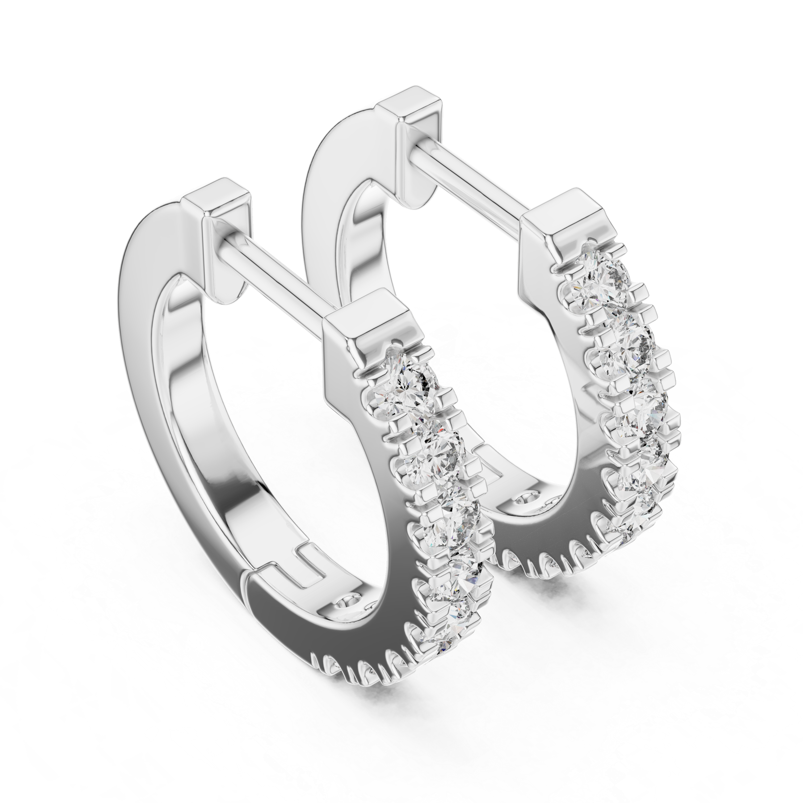 Small gold diamond huggie hoop earrings for women