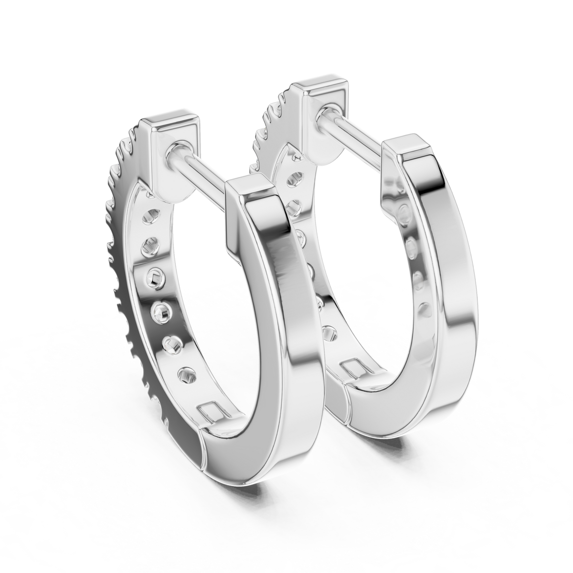 Small gold diamond huggie hoop earrings for women