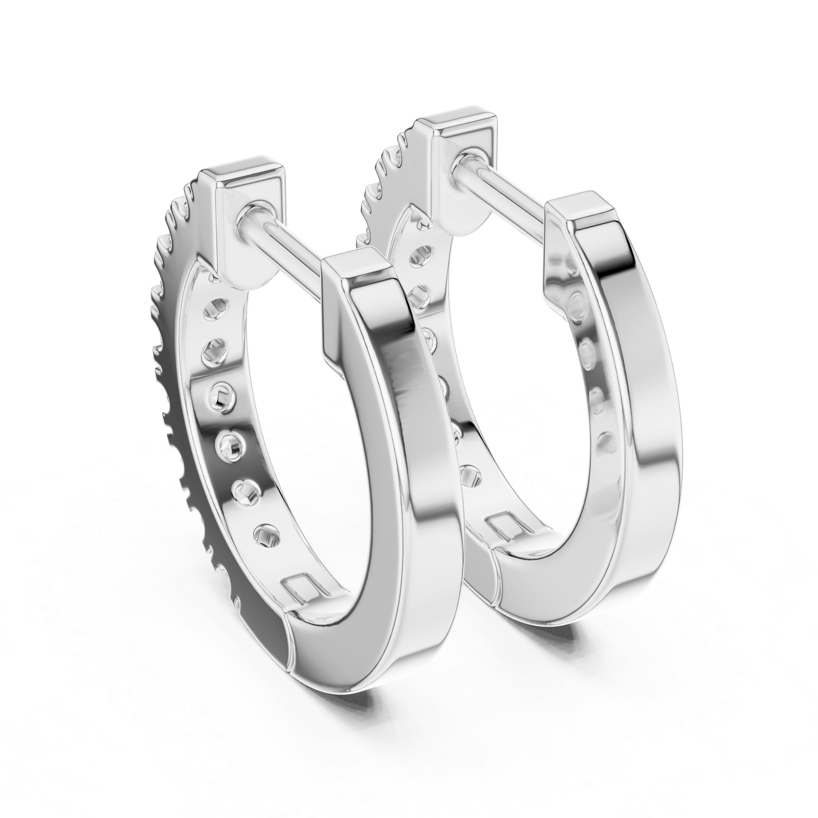 Small gold diamond huggie hoop earrings for women