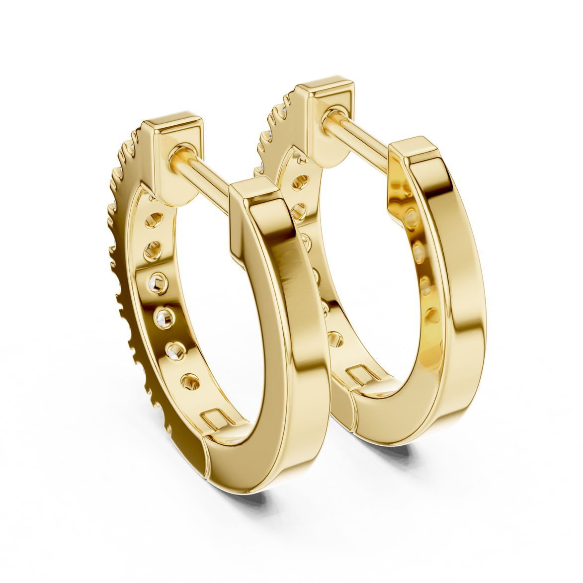 Small gold diamond huggie hoop earrings for women