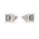Heart and emerald cut diamond stud earrings in rose gold finish