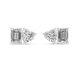 Heart and emerald cut diamond stud earrings in rose gold finish