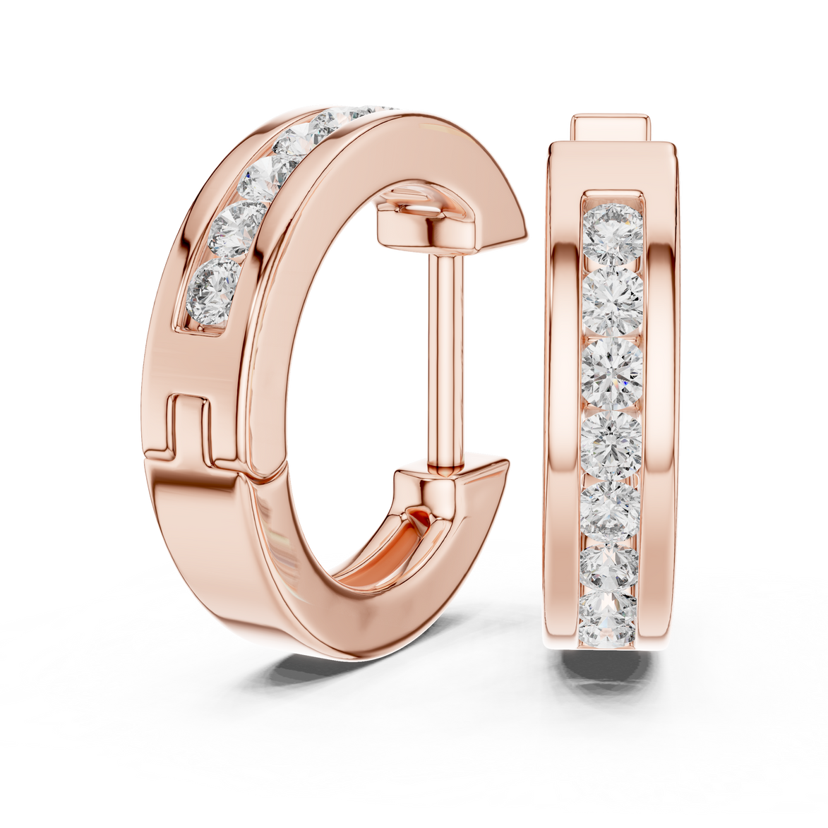 Gold diamond huggie hoop earrings for women