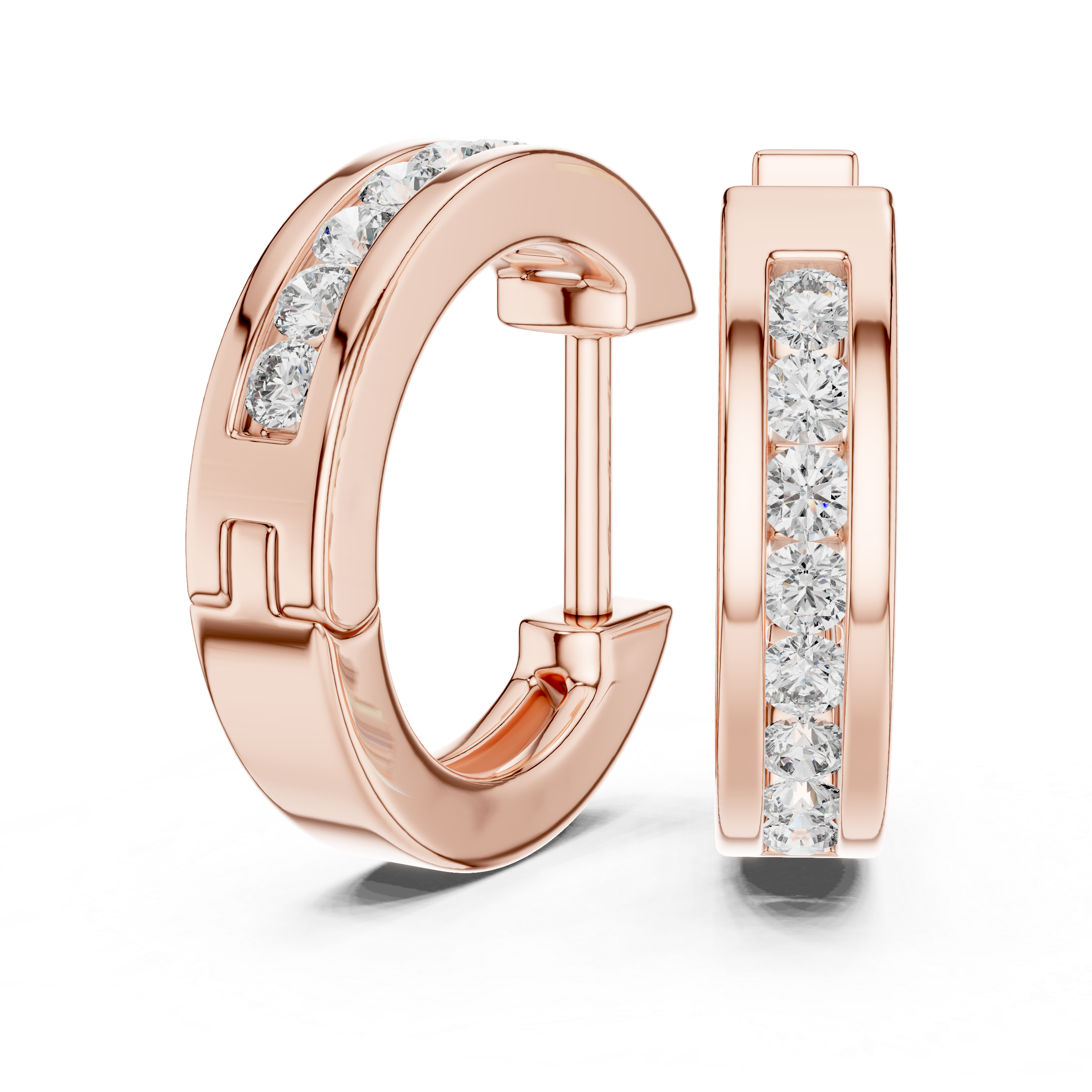 Gold diamond huggie hoop earrings for women