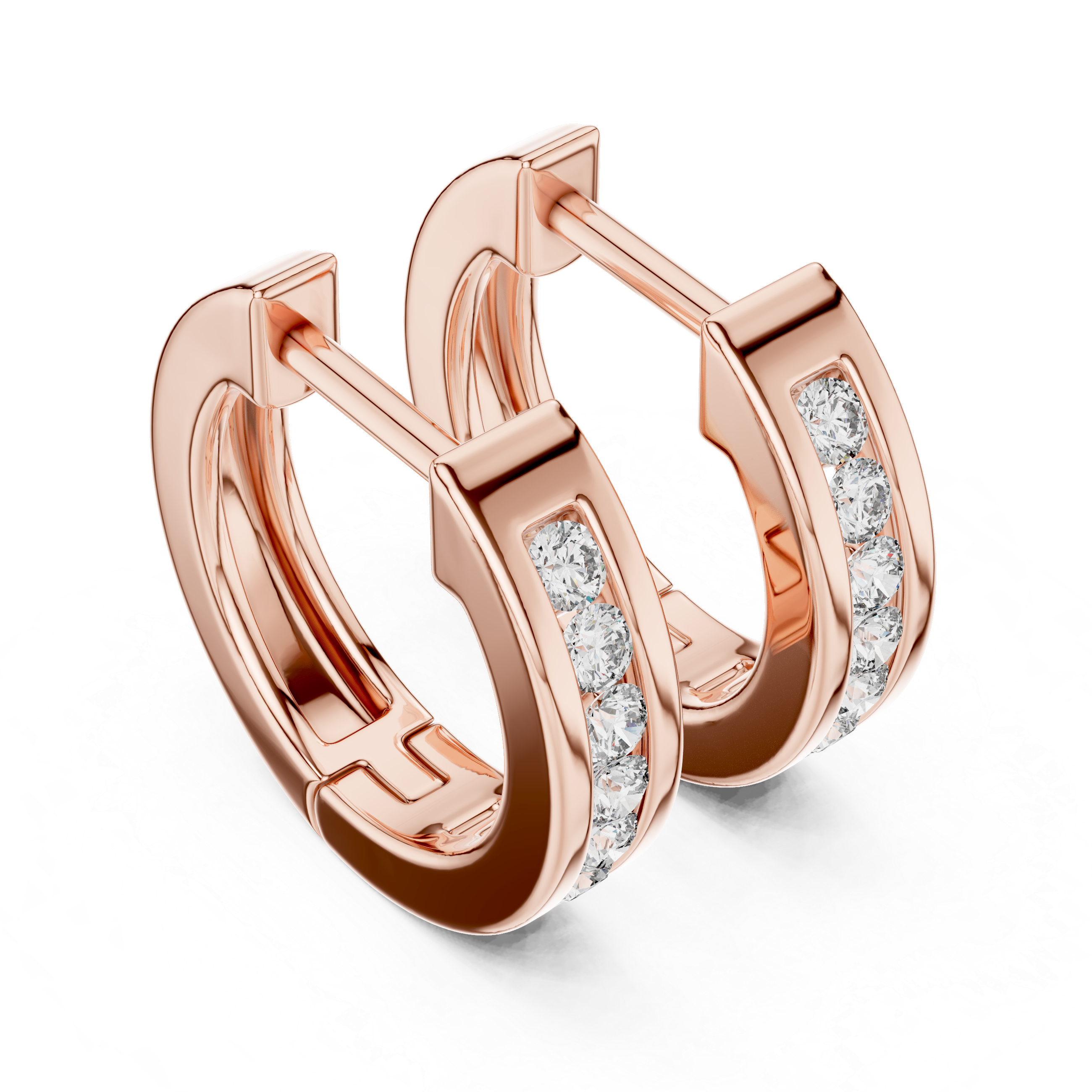 Gold diamond huggie hoop earrings for women