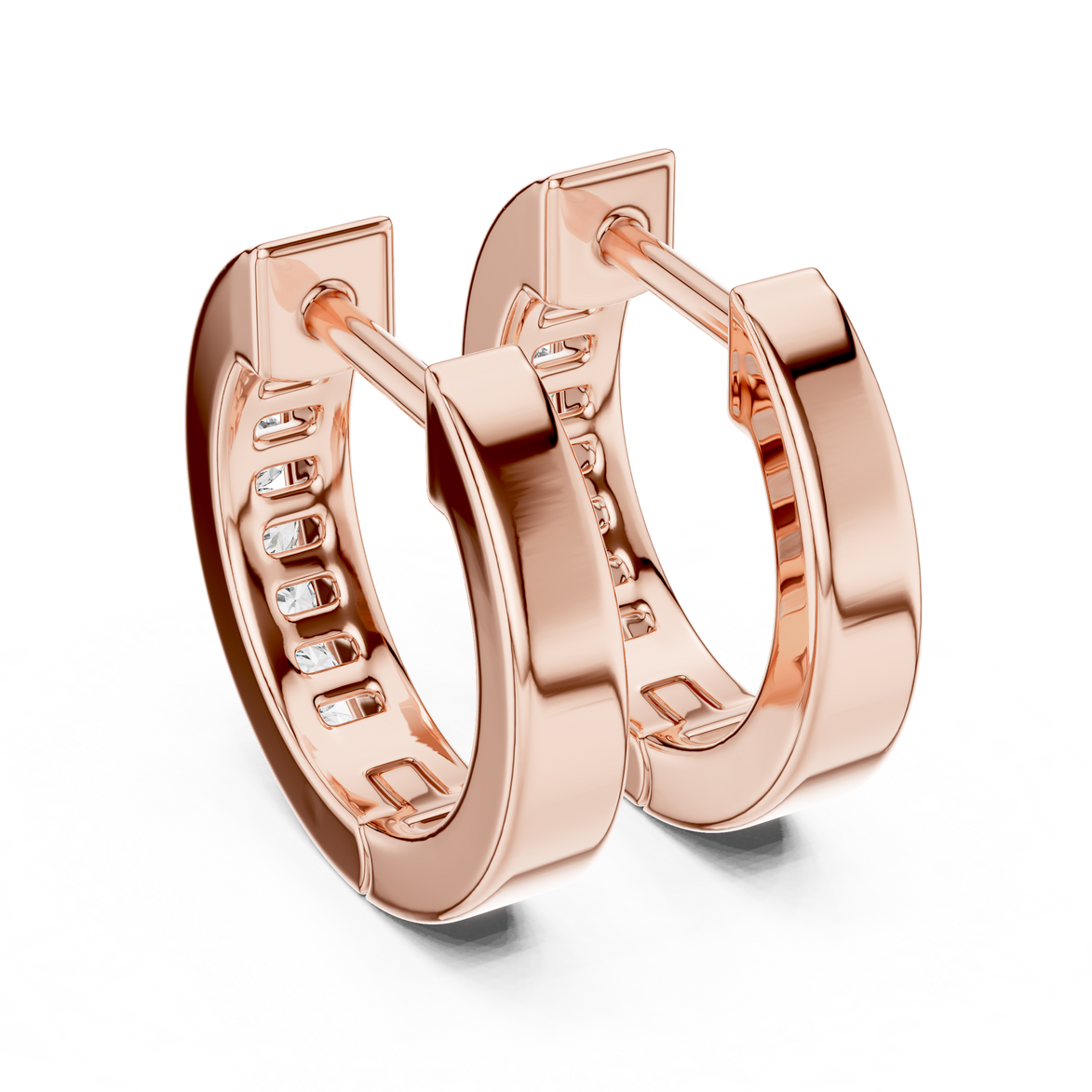 Gold diamond huggie hoop earrings for women