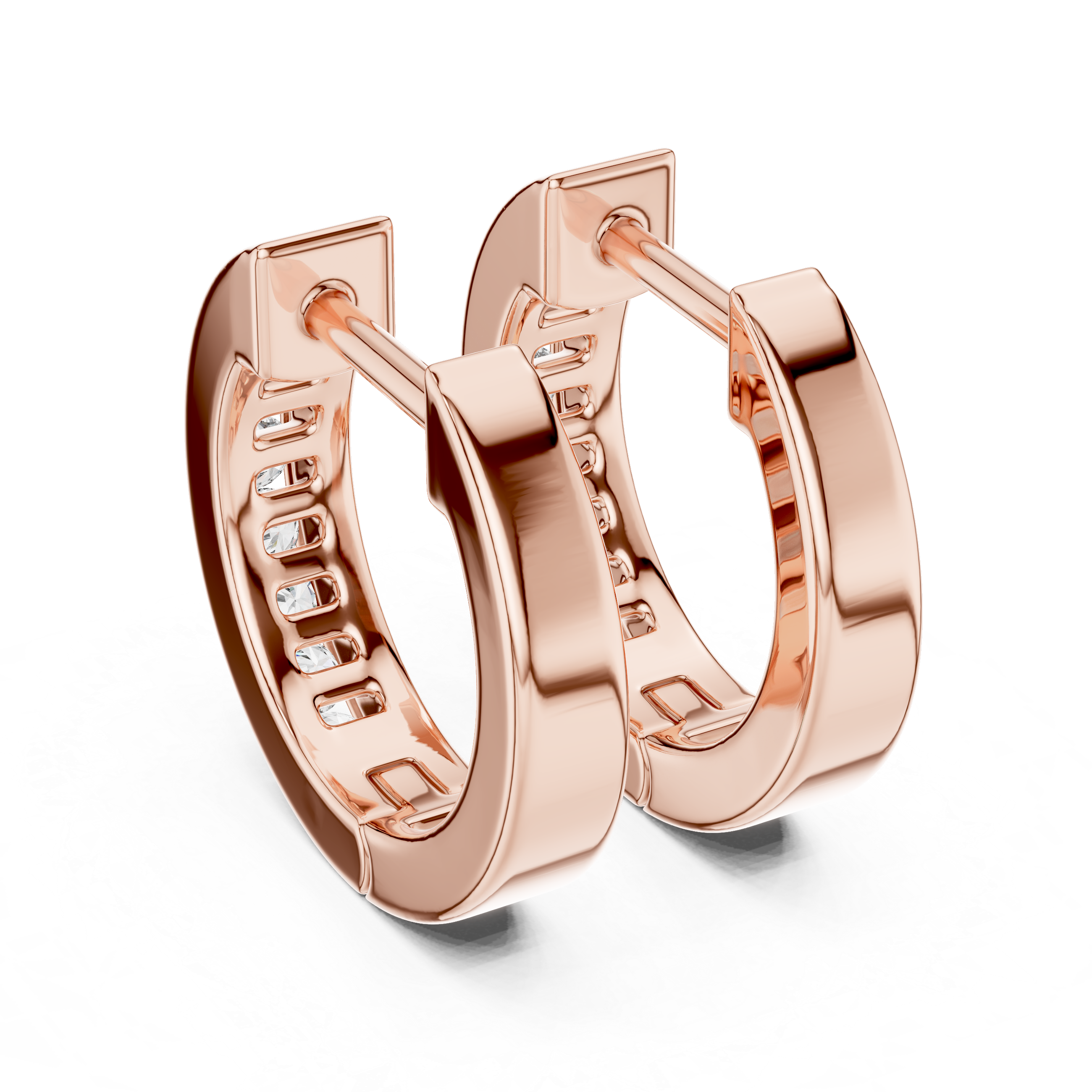 Gold diamond huggie hoop earrings for women