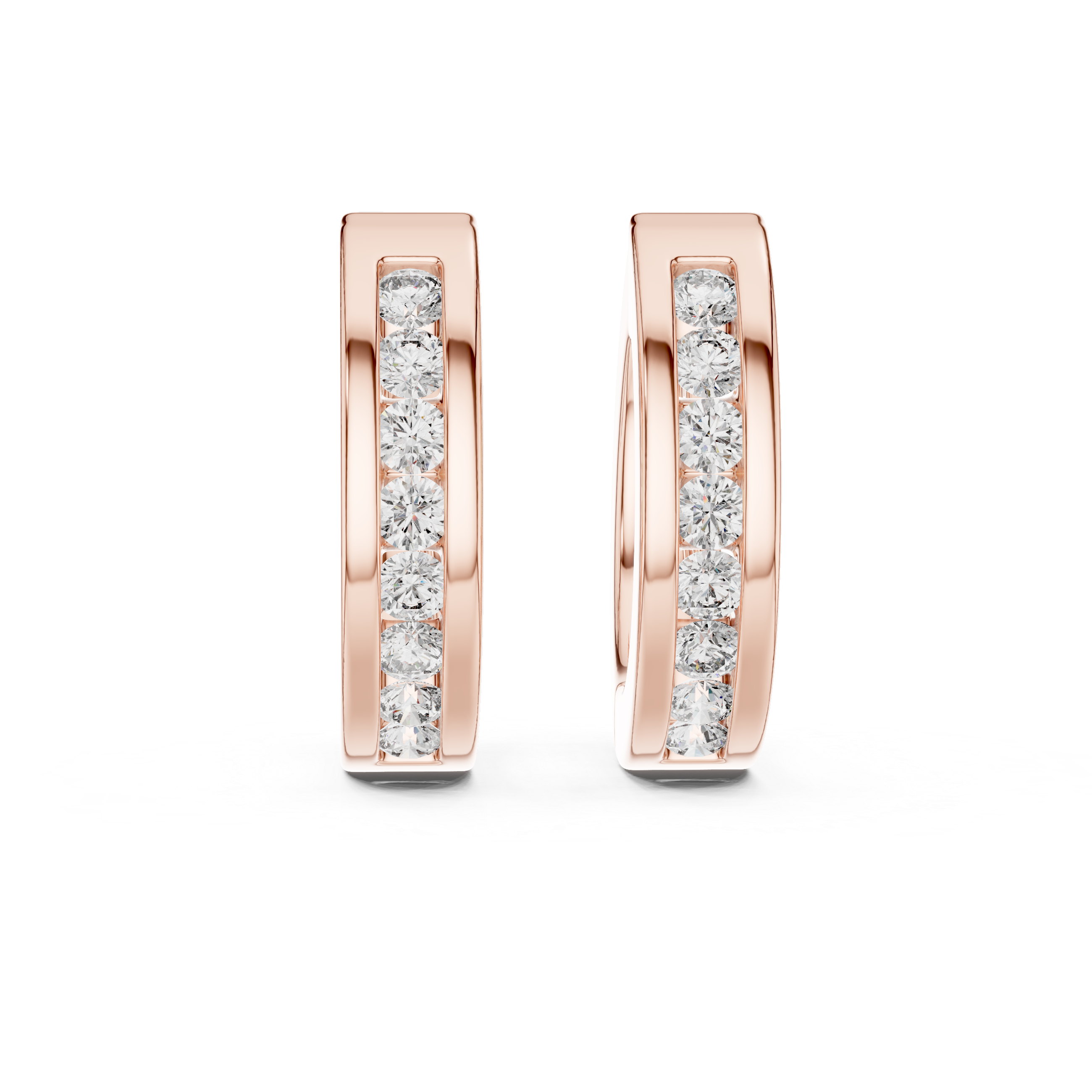 Gold diamond huggie hoop earrings for women