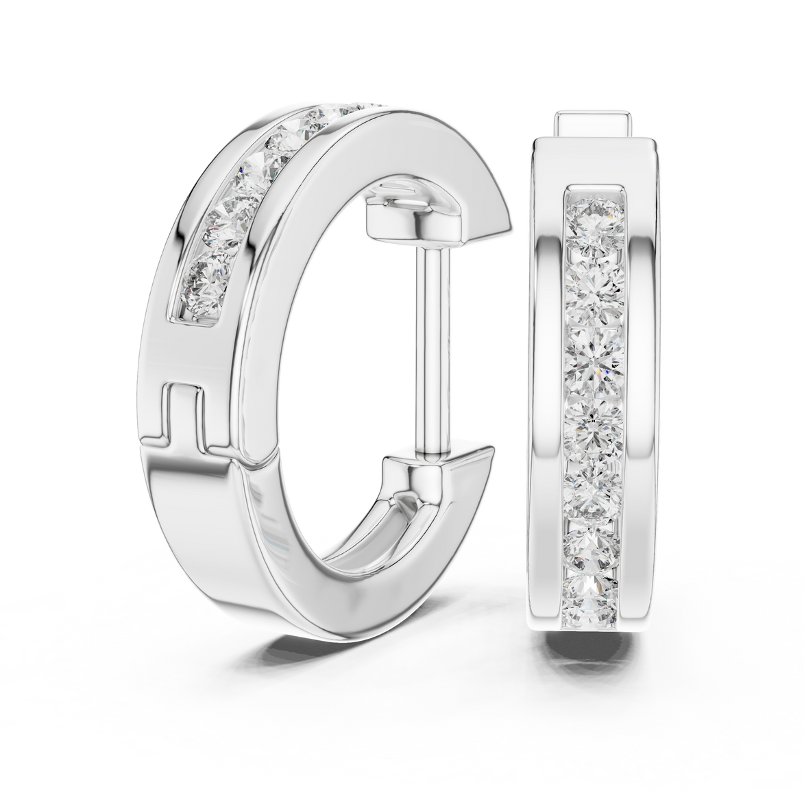 Gold diamond huggie hoop earrings for women