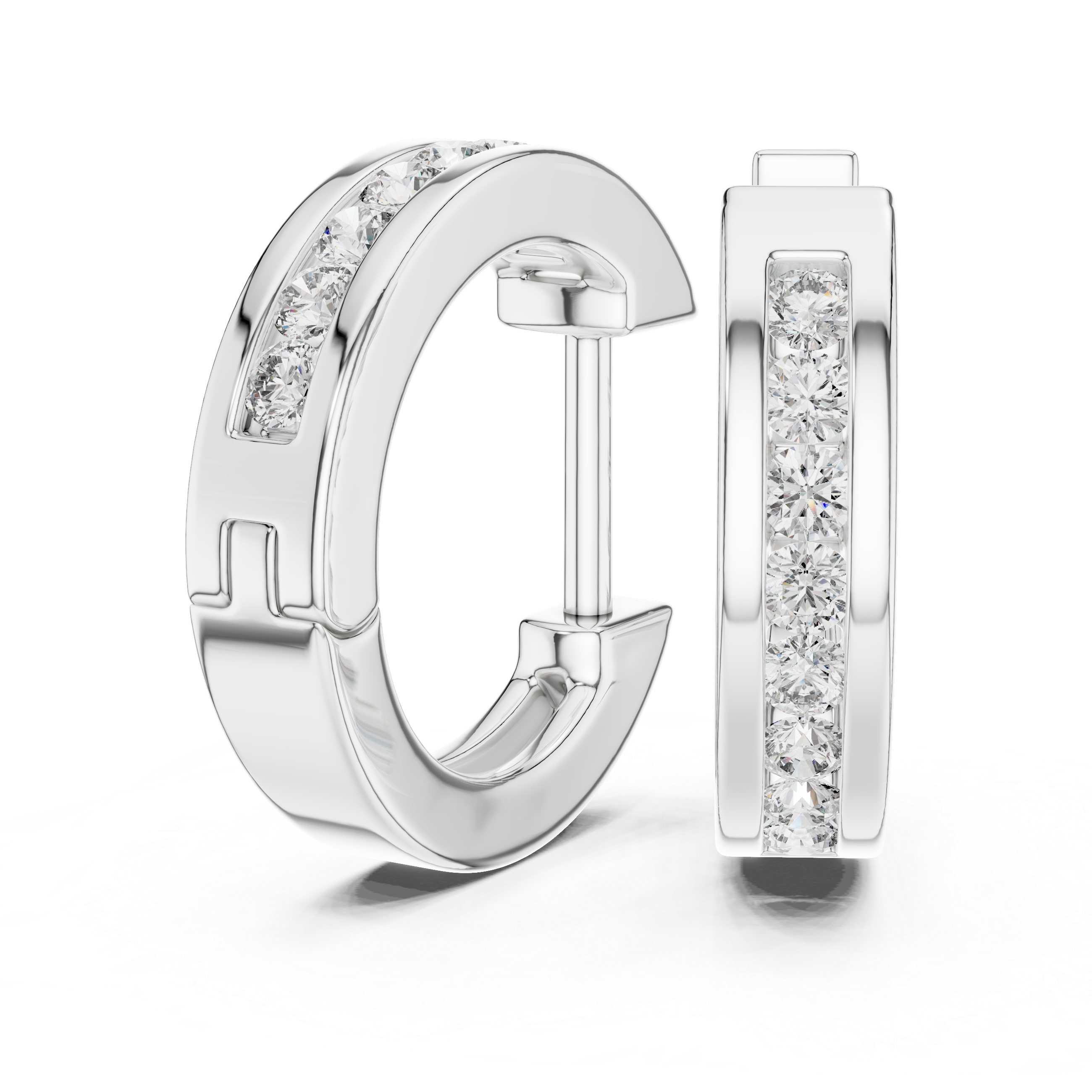 Gold diamond huggie hoop earrings for women