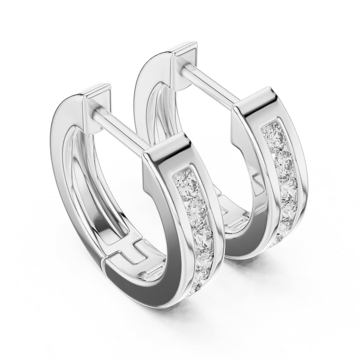 Gold diamond huggie hoop earrings for women