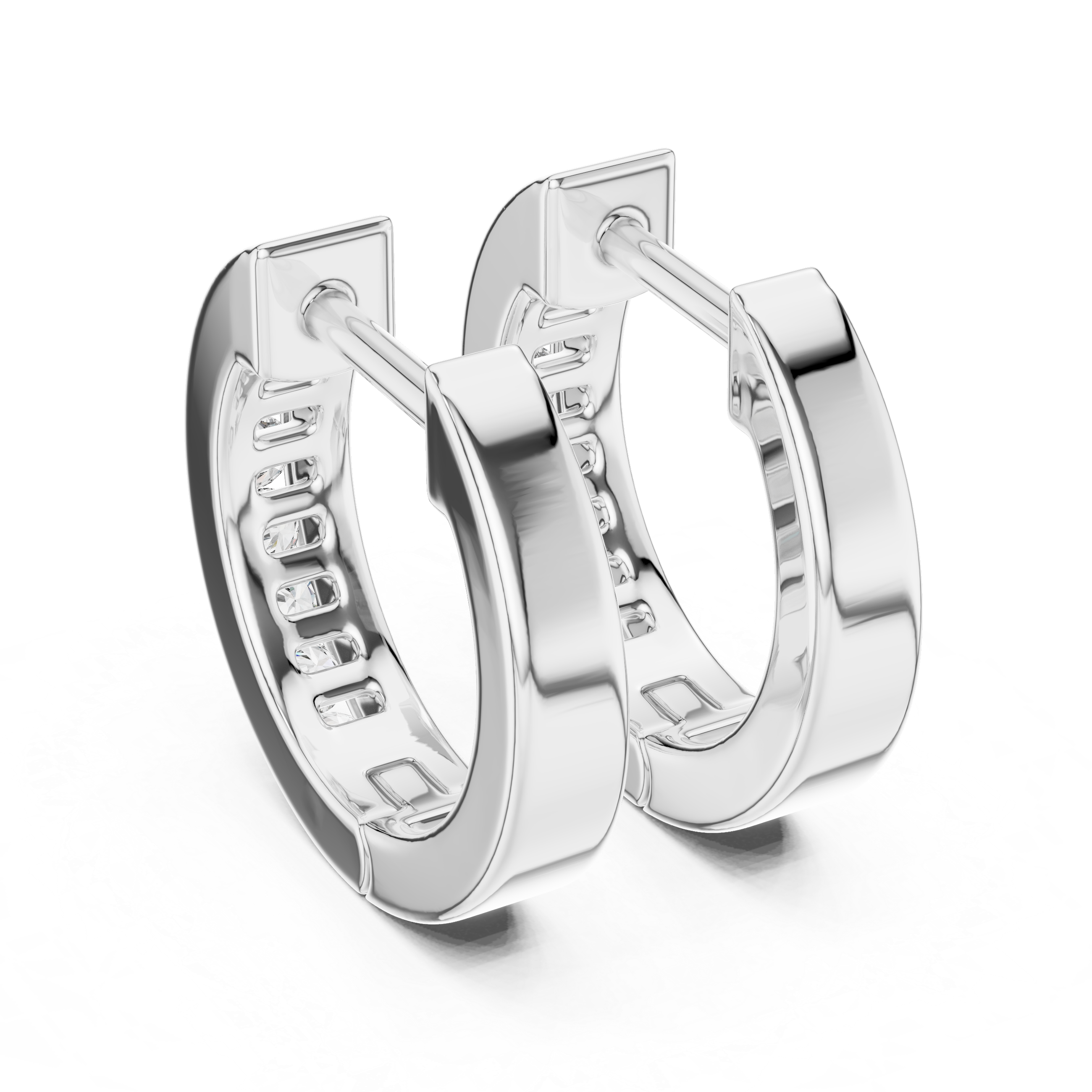 Gold diamond huggie hoop earrings for women