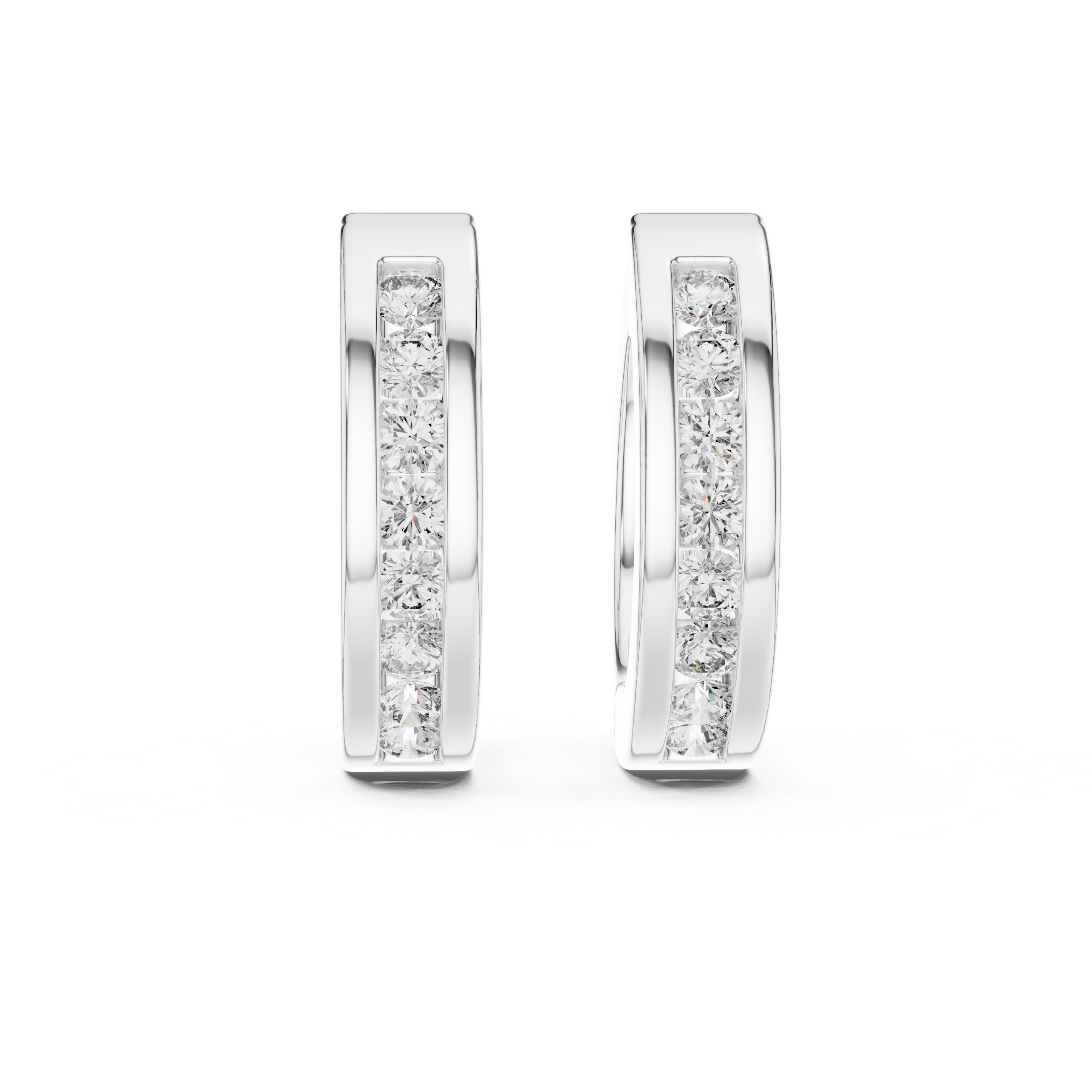 Gold diamond huggie hoop earrings for women