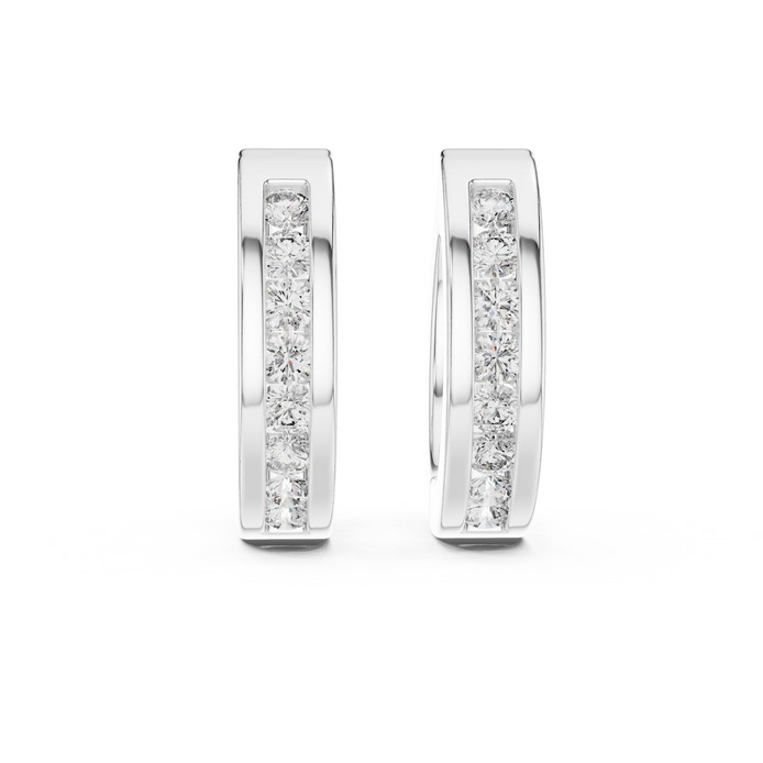 Gold diamond huggie hoop earrings for women