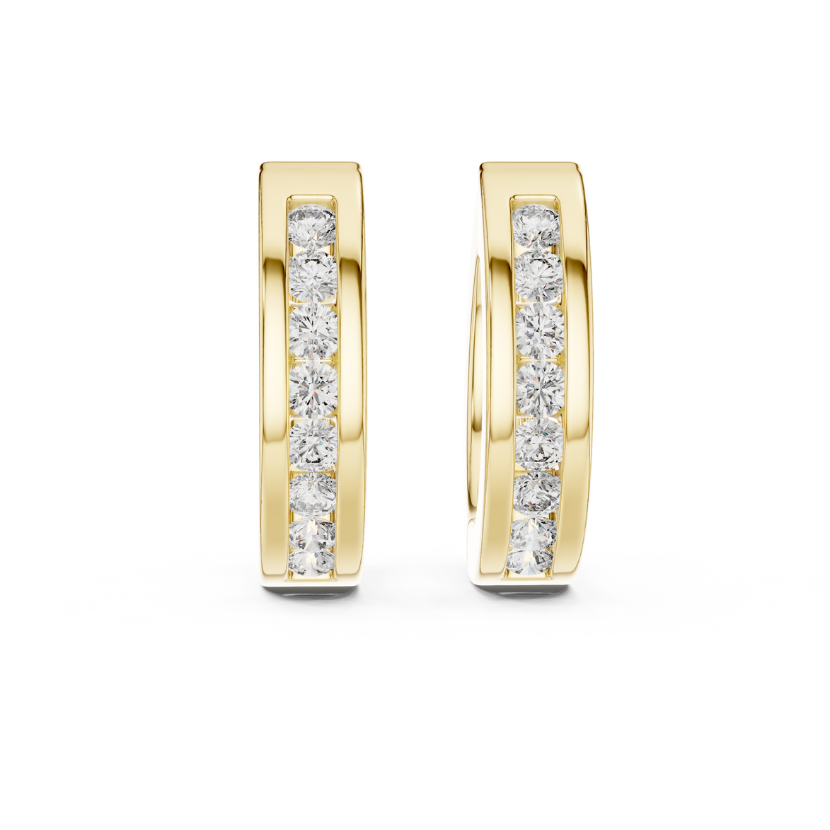 Gold diamond huggie hoop earrings for women