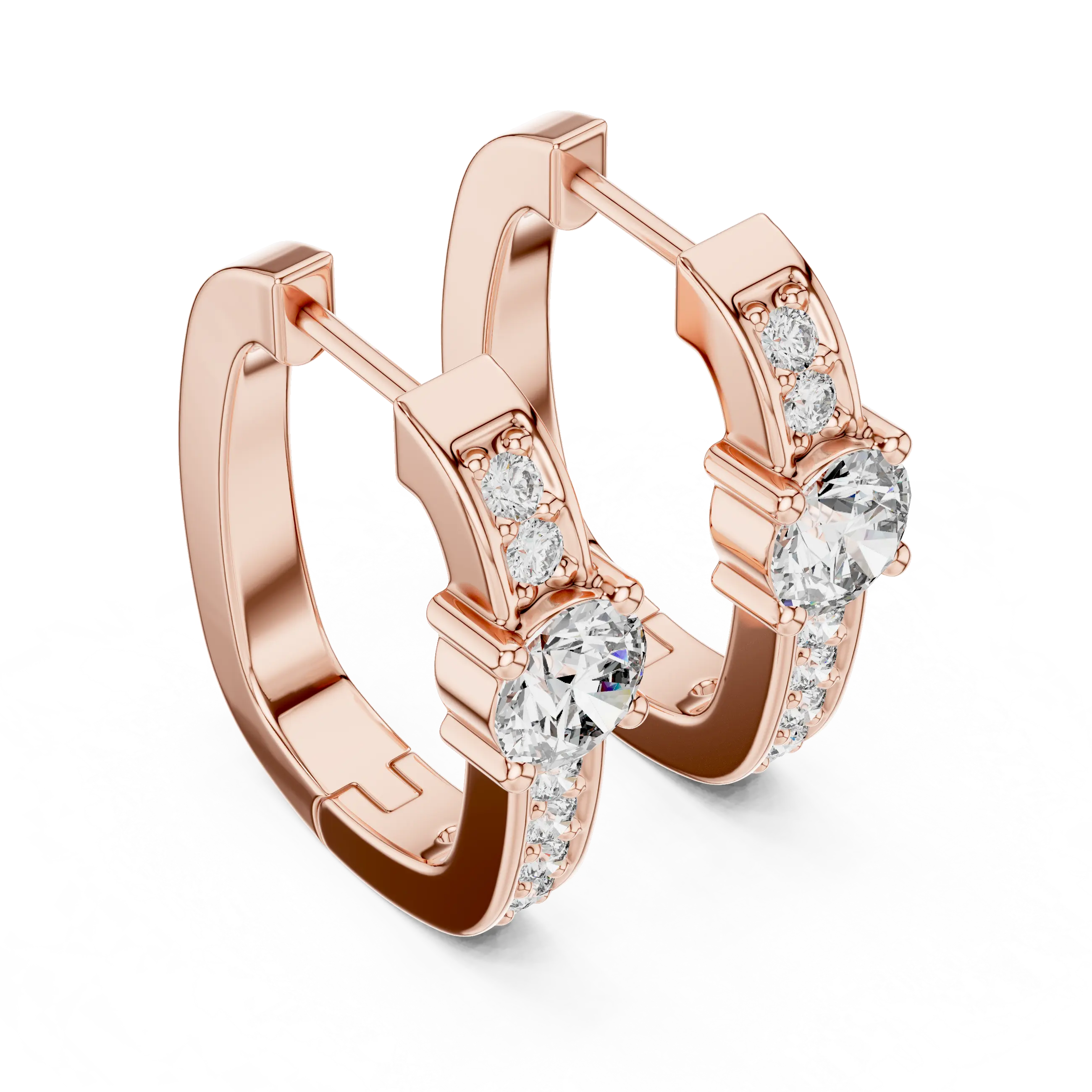 Gold diamond huggie hoop earrings for women