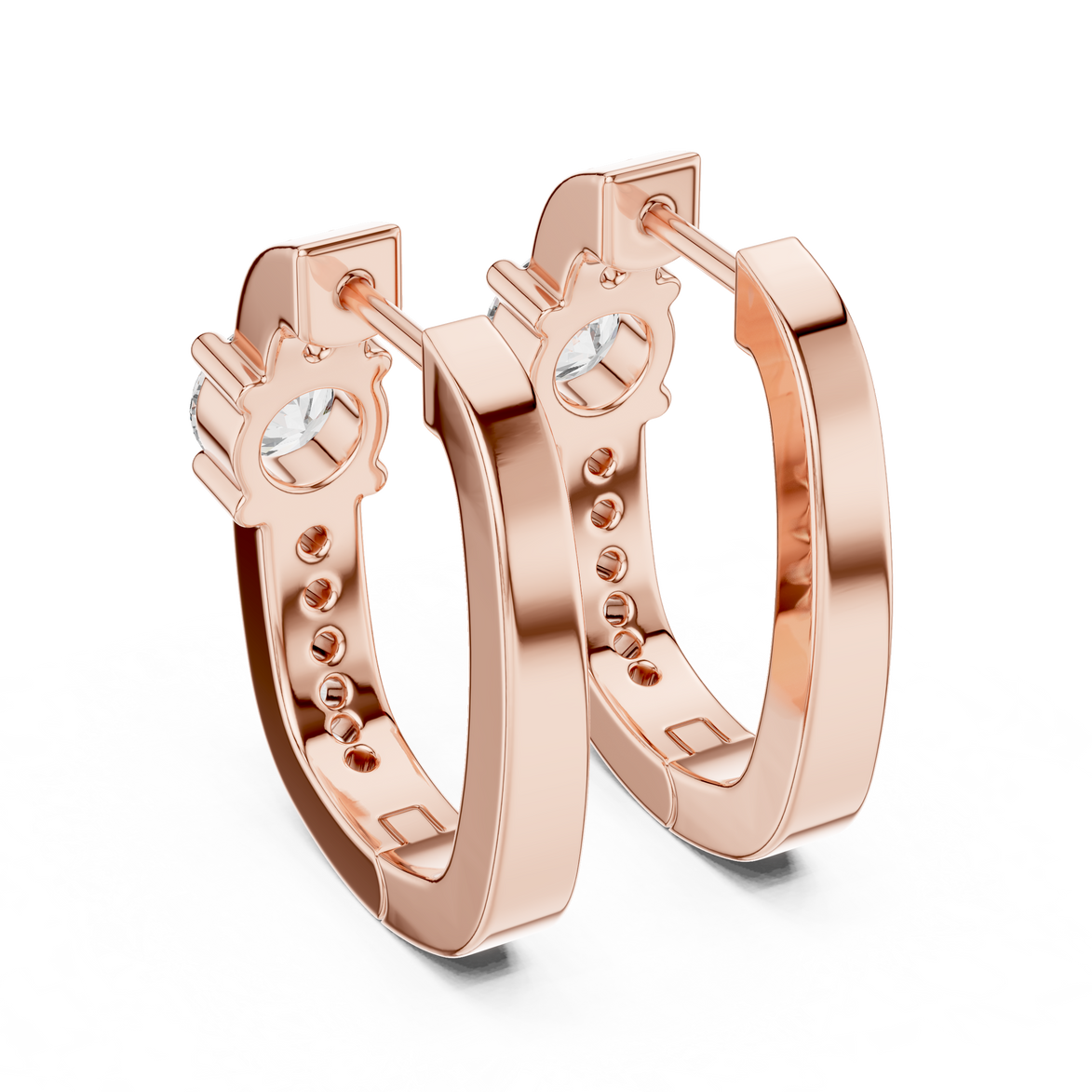 Gold diamond huggie hoop earrings for women