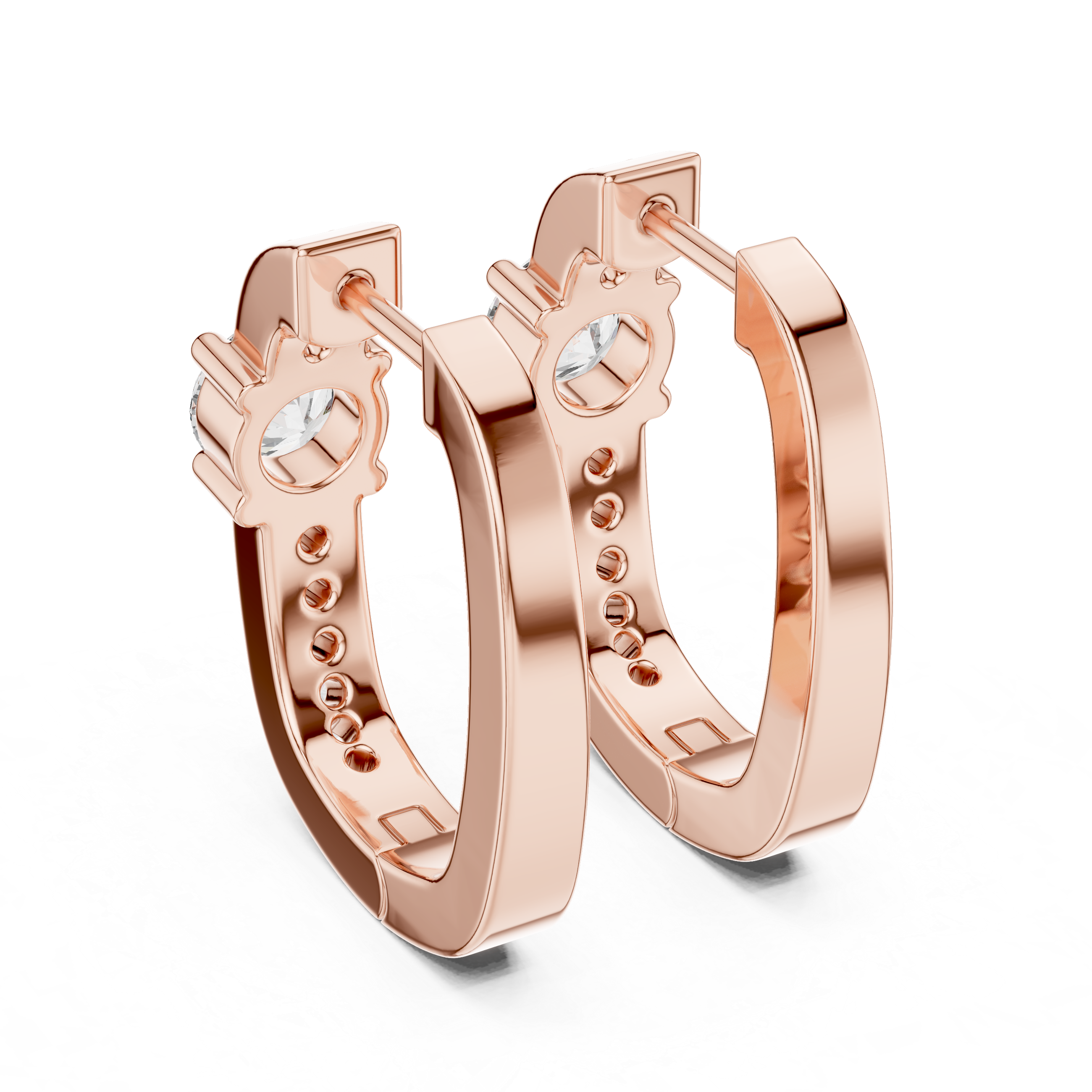 Gold diamond huggie hoop earrings for women