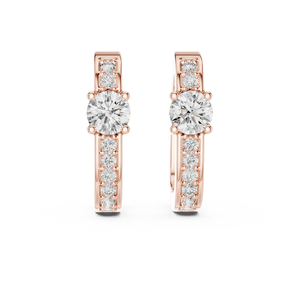 Gold diamond huggie hoop earrings for women