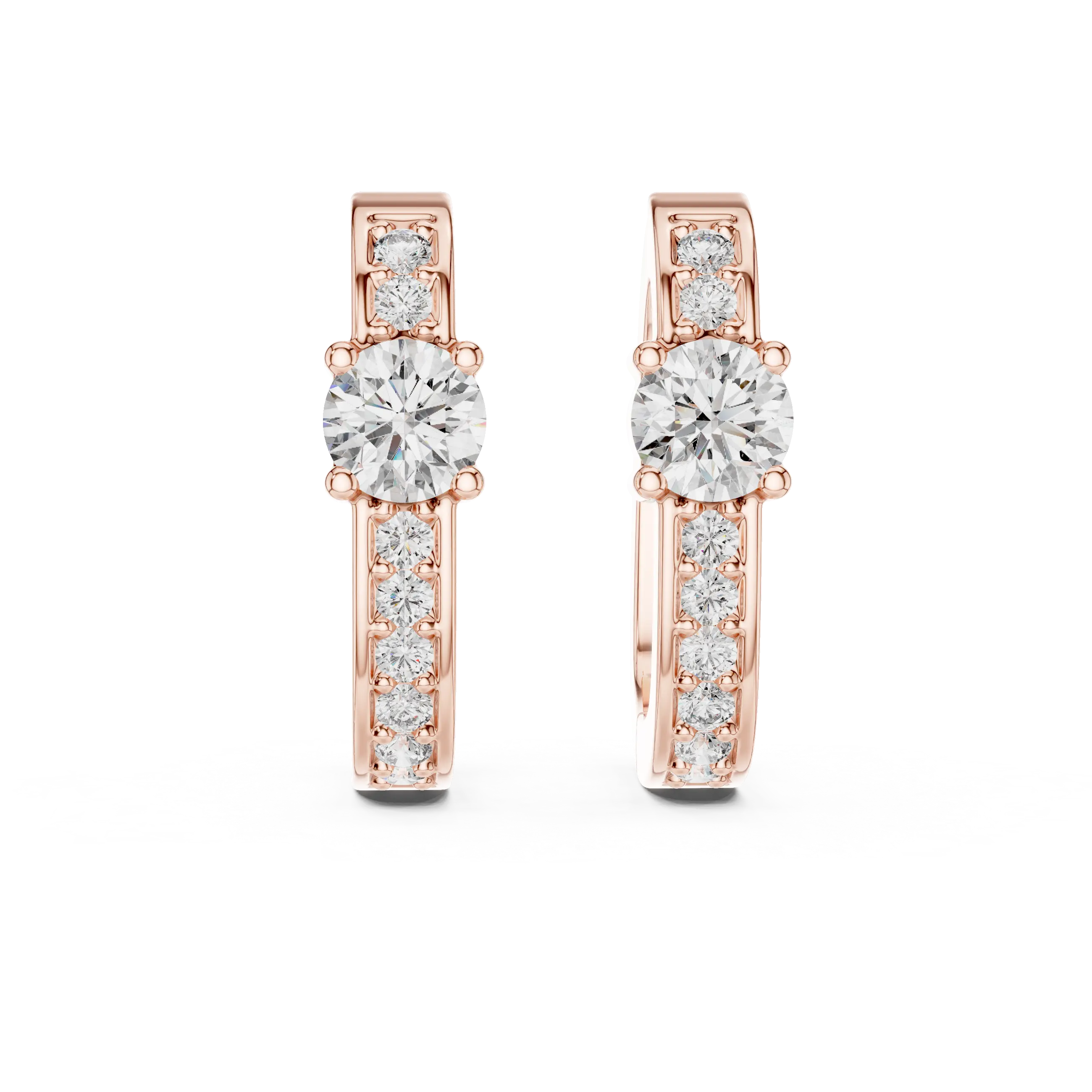Gold diamond huggie hoop earrings for women