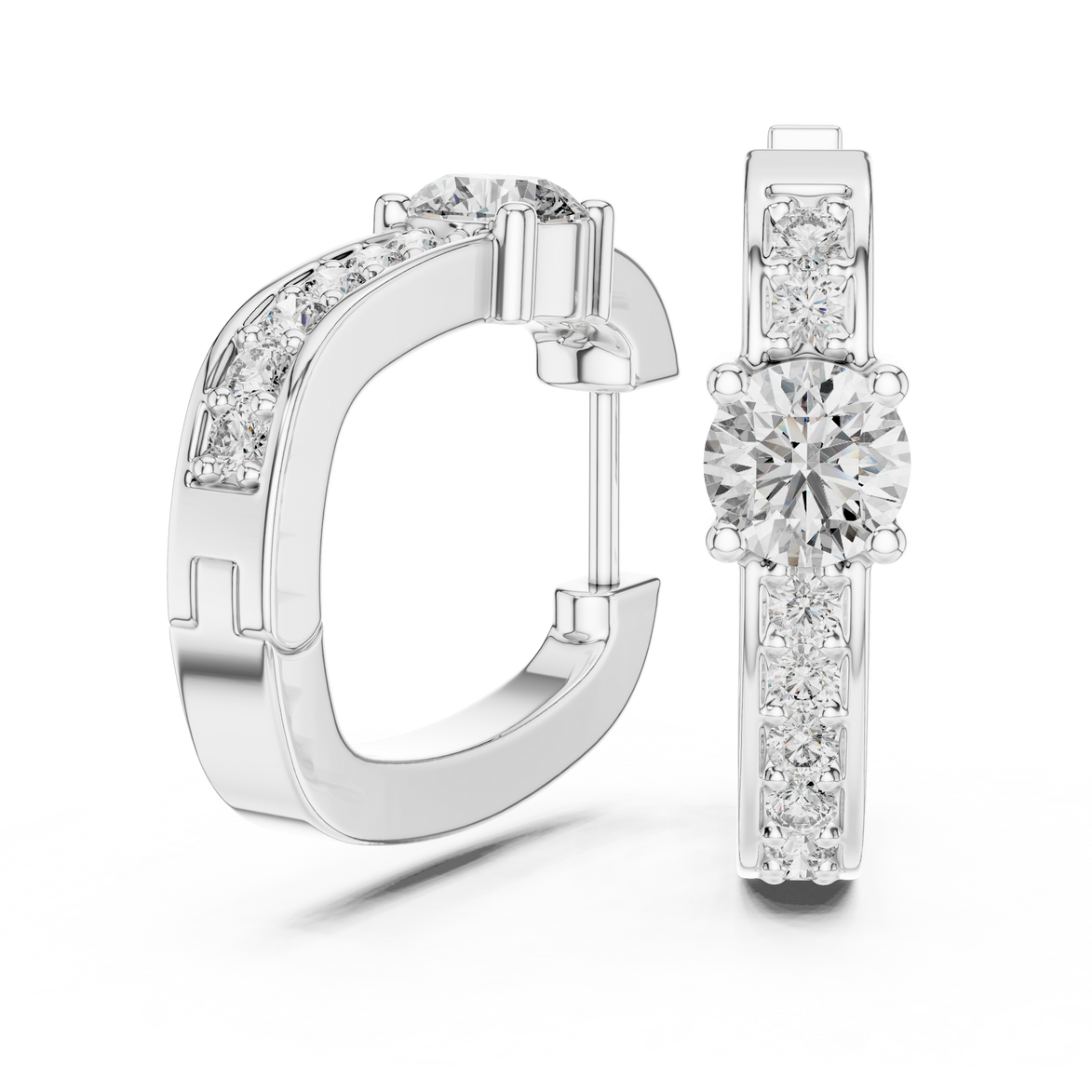 Gold diamond huggie hoop earrings for women