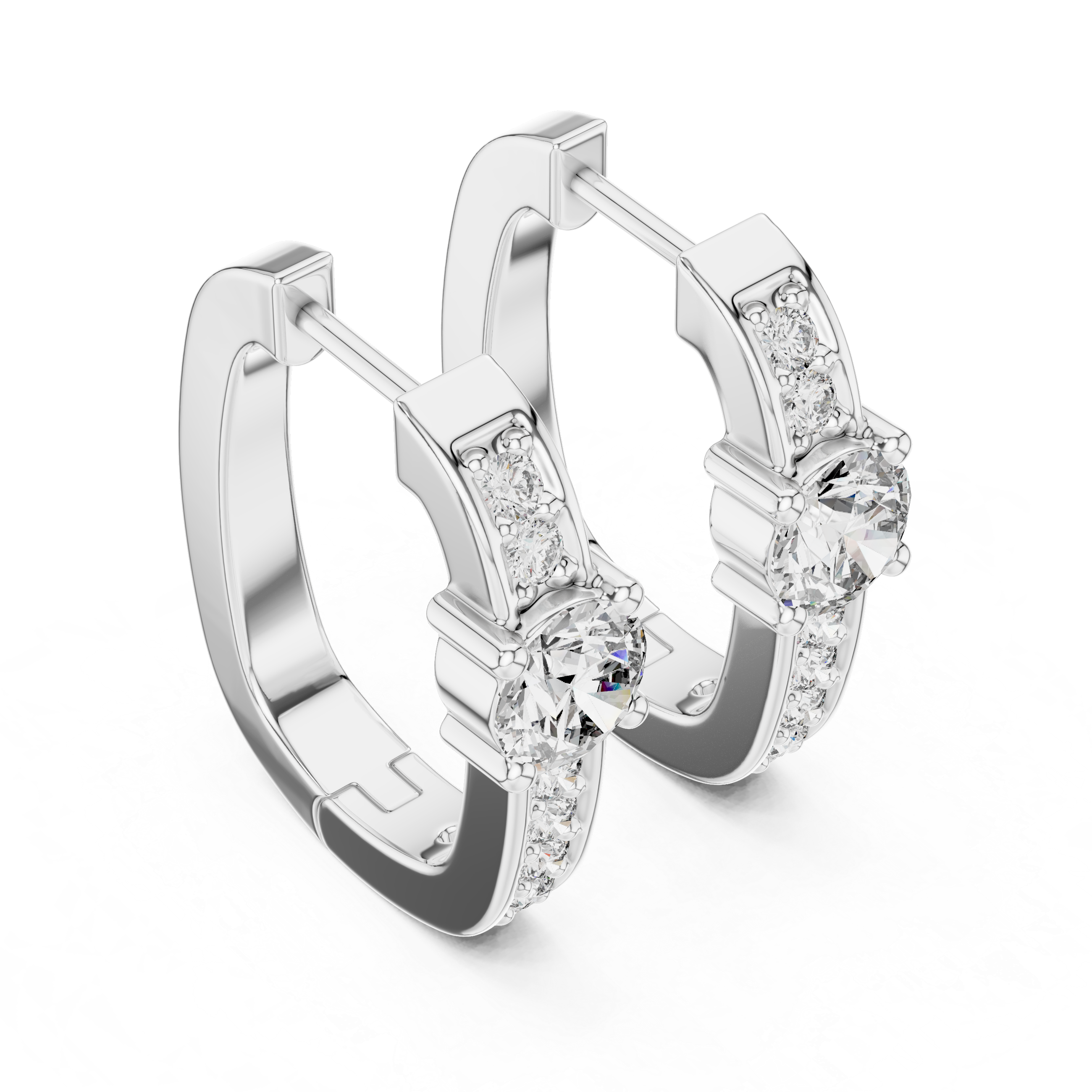Gold diamond huggie hoop earrings for women