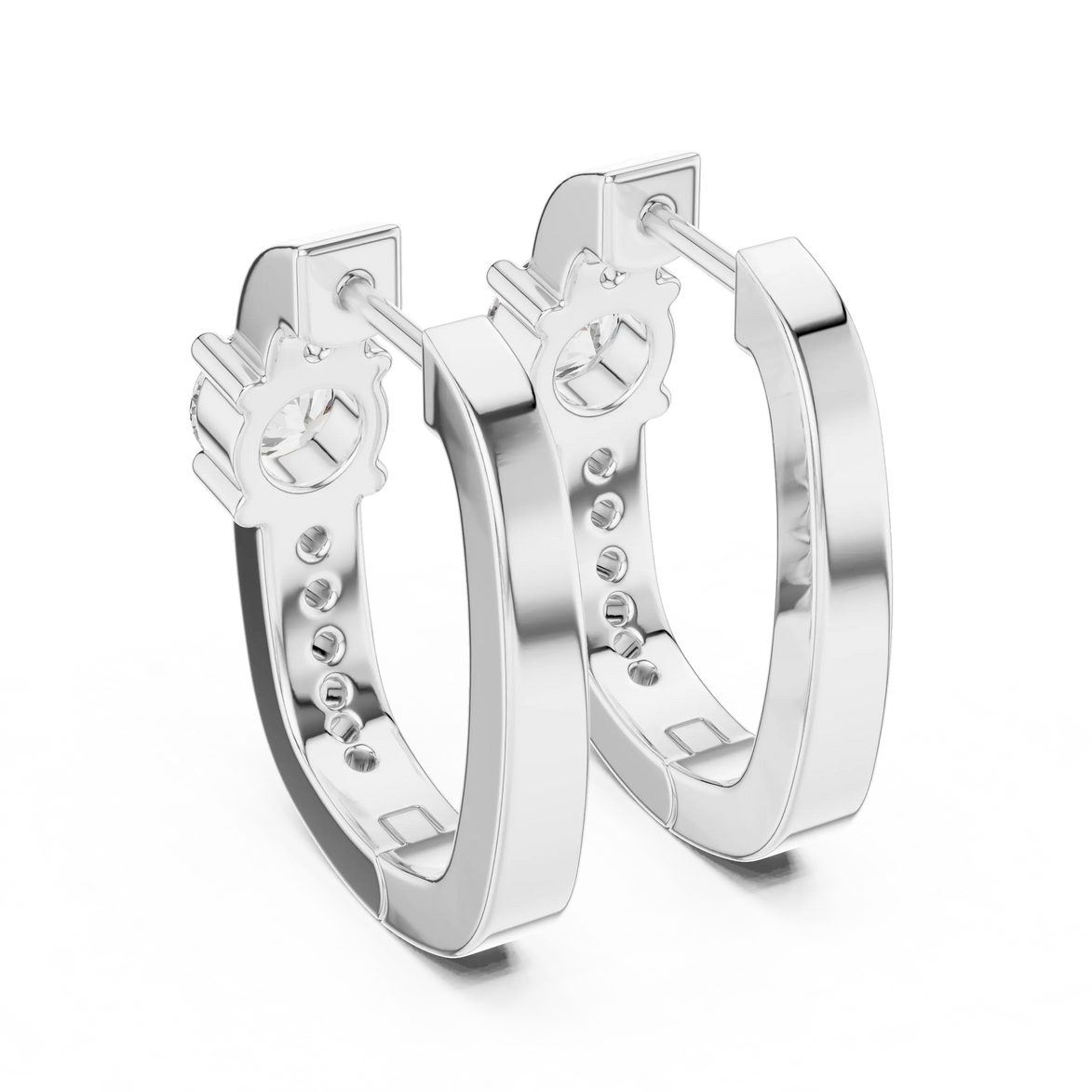 Gold diamond huggie hoop earrings for women