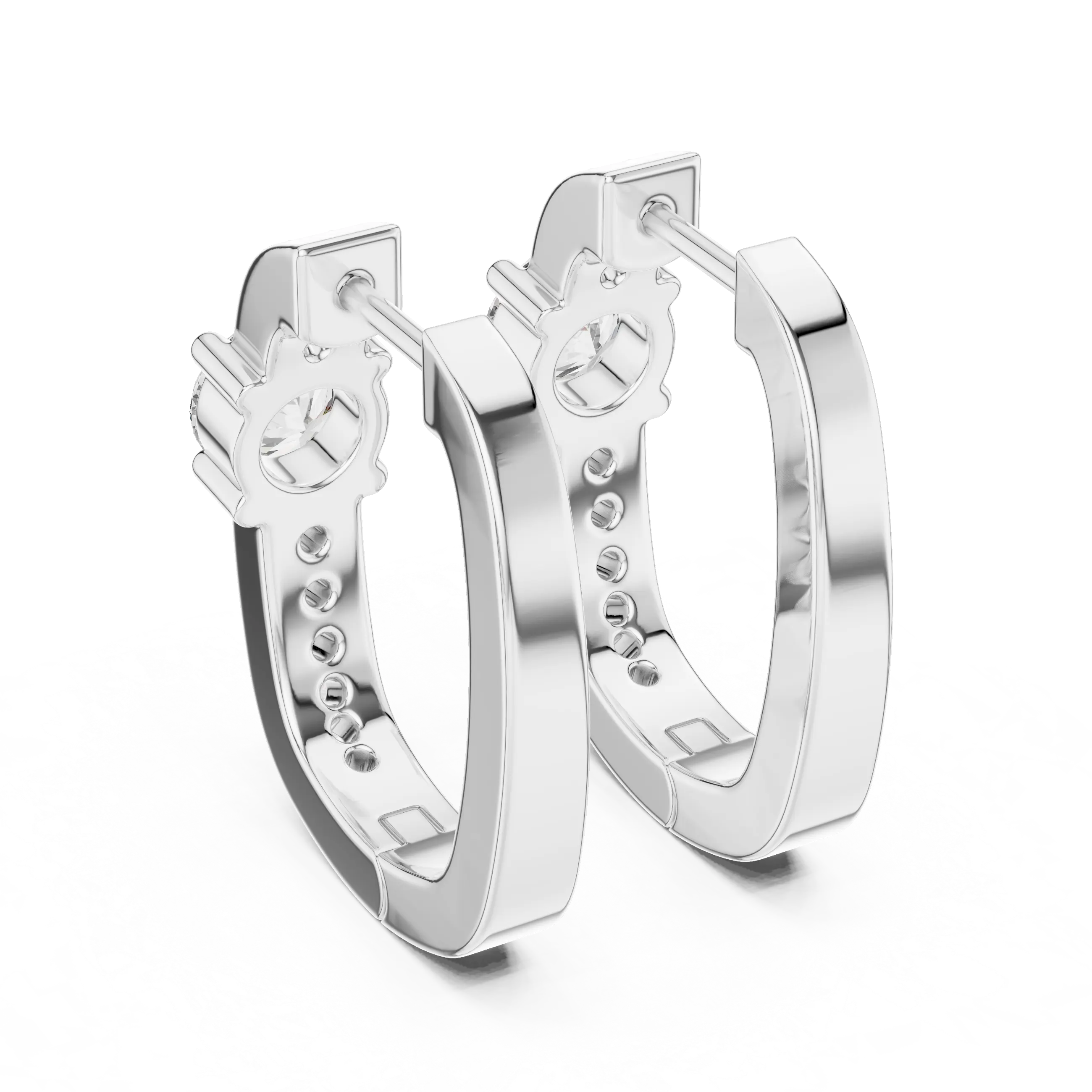 Gold diamond huggie hoop earrings for women