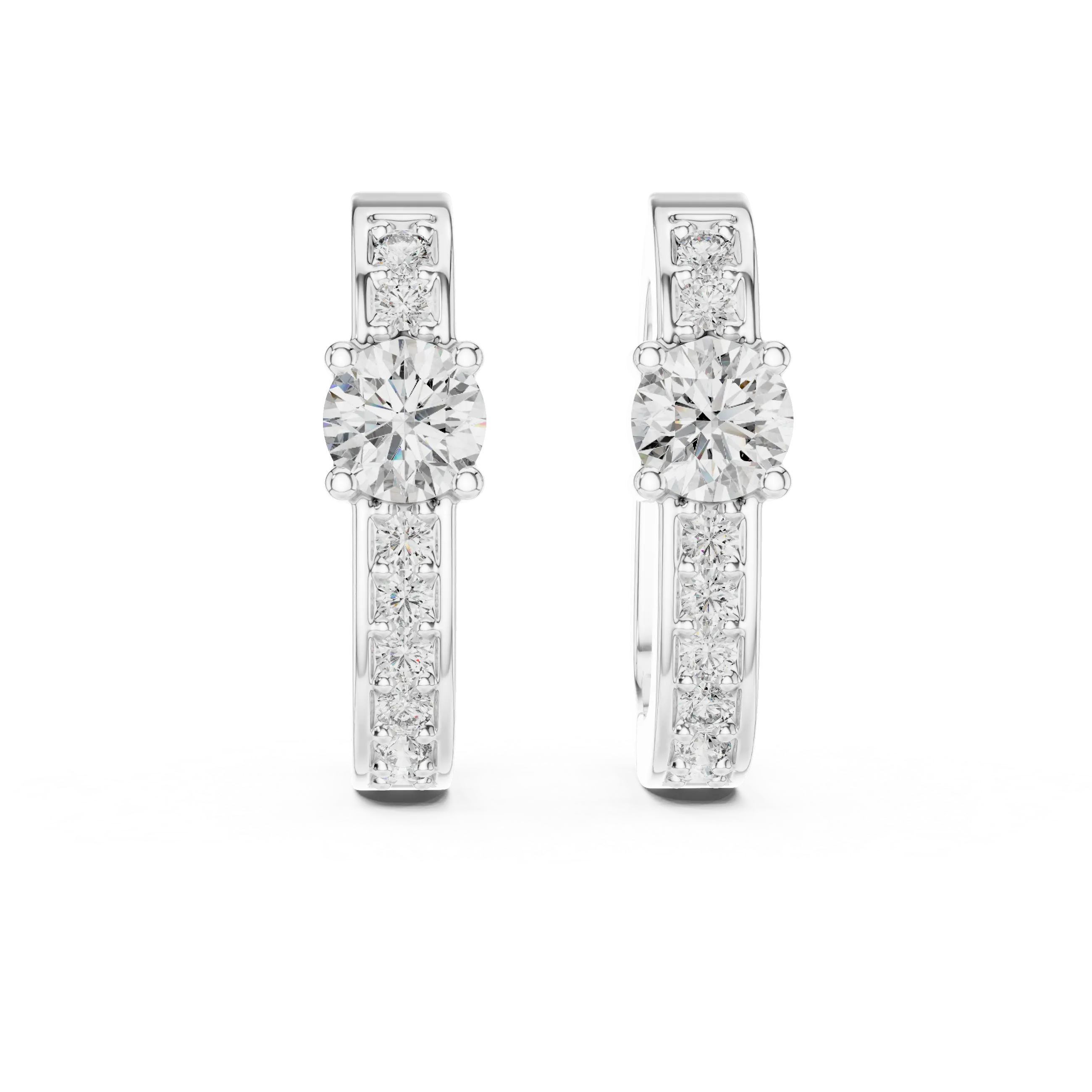 Gold diamond huggie hoop earrings for women
