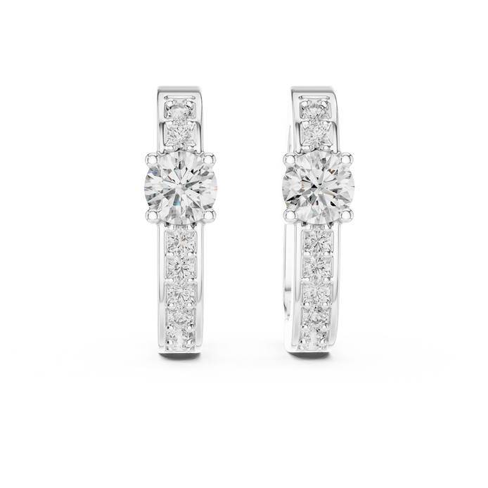 Gold diamond huggie hoop earrings for women