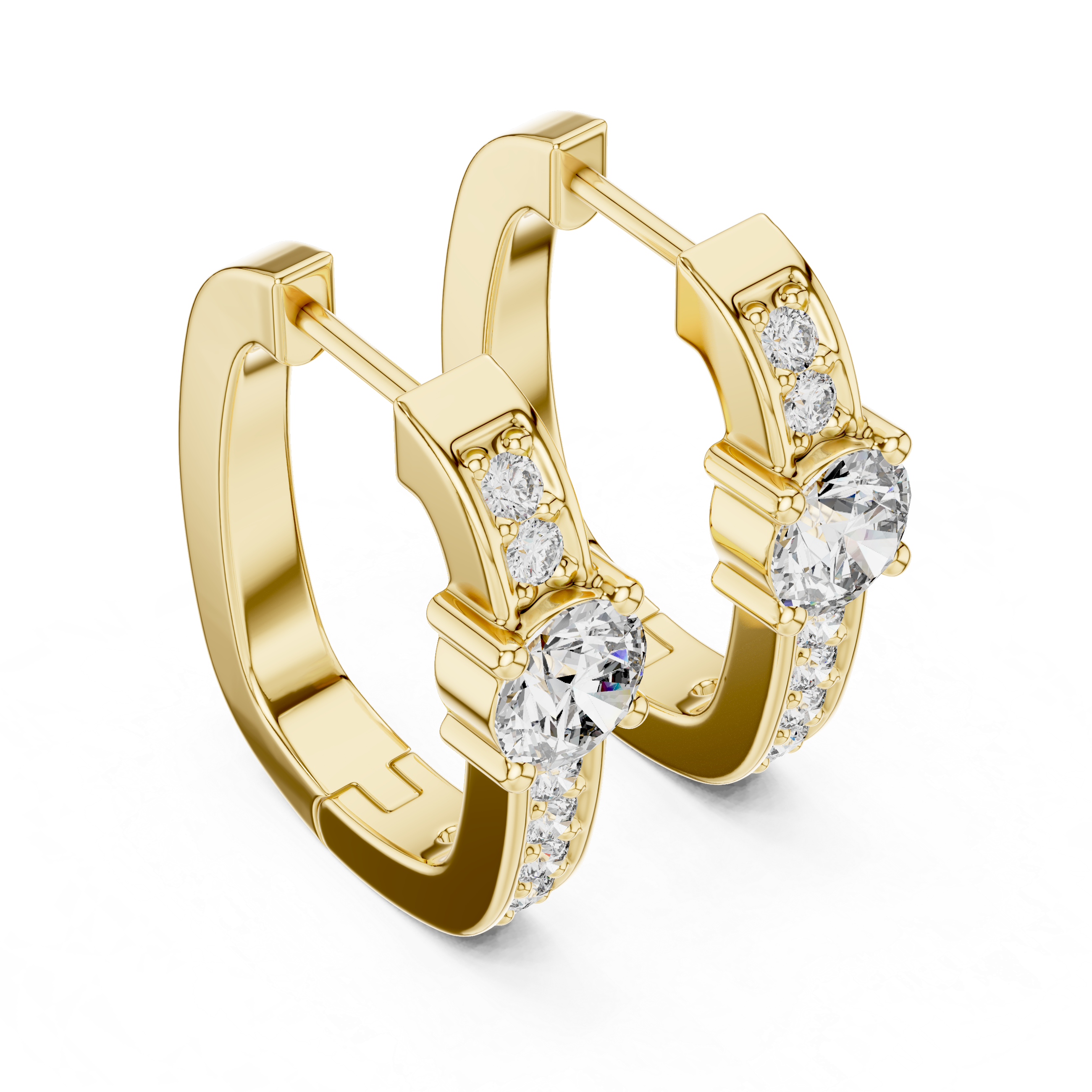 Gold diamond huggie hoop earrings for women