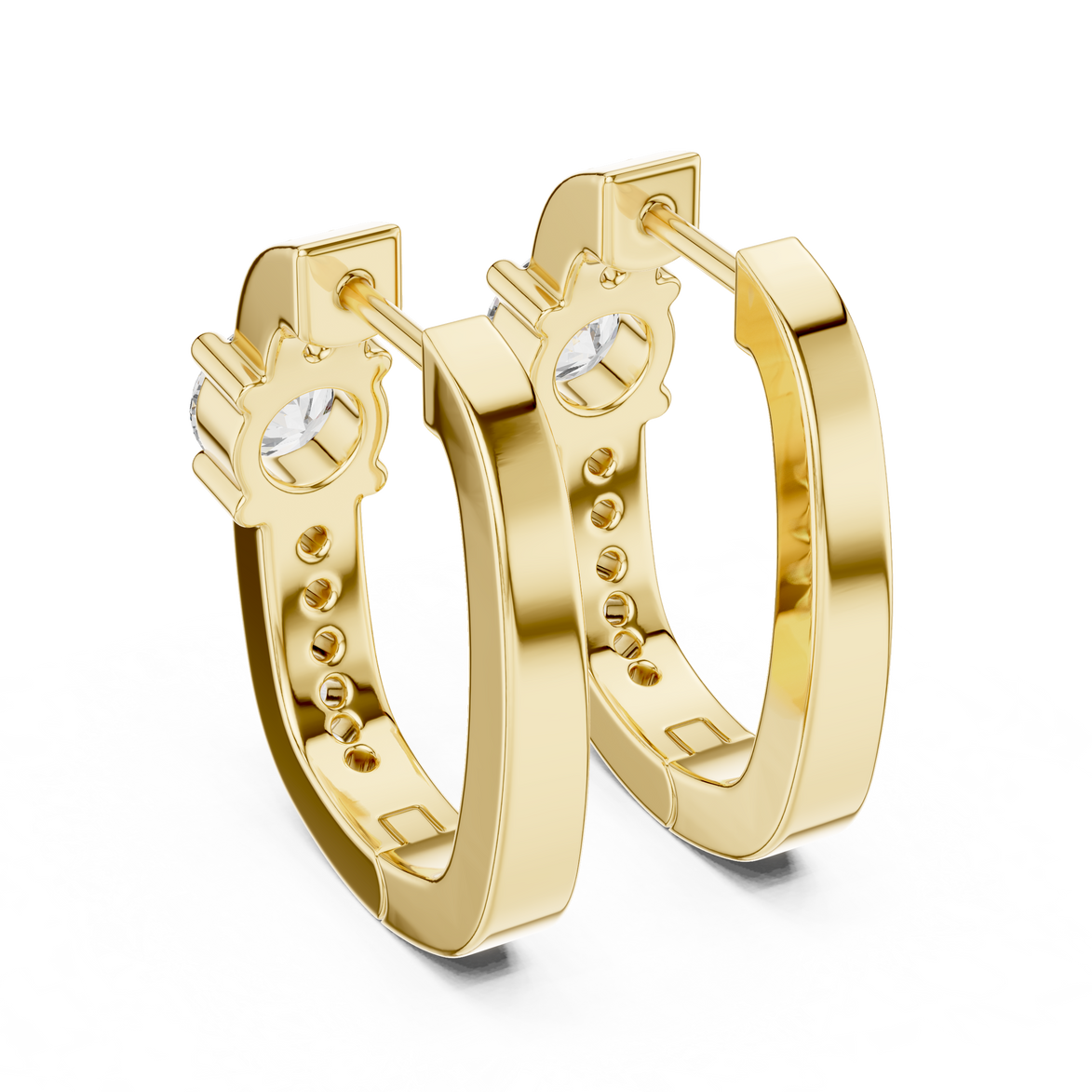 Gold diamond huggie hoop earrings for women