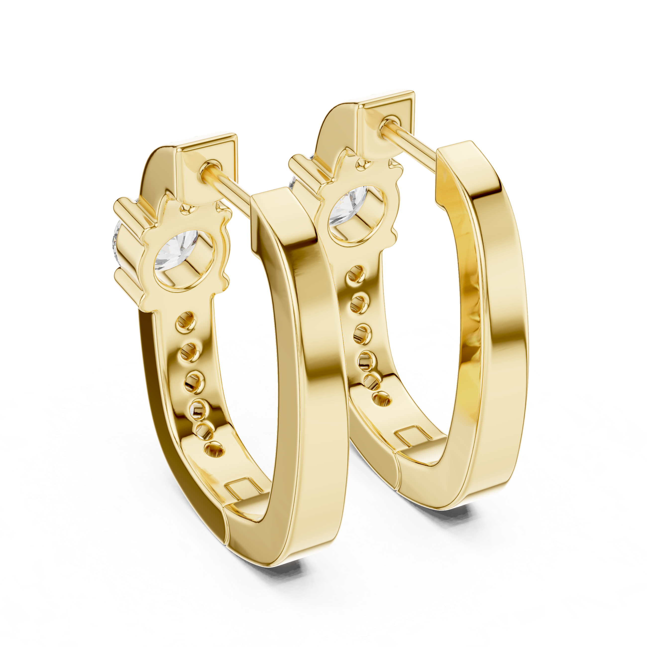 Gold diamond huggie hoop earrings for women
