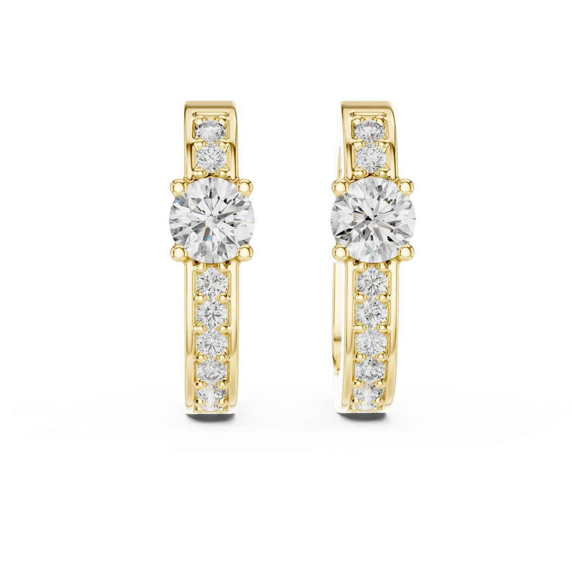 Gold diamond huggie hoop earrings for women